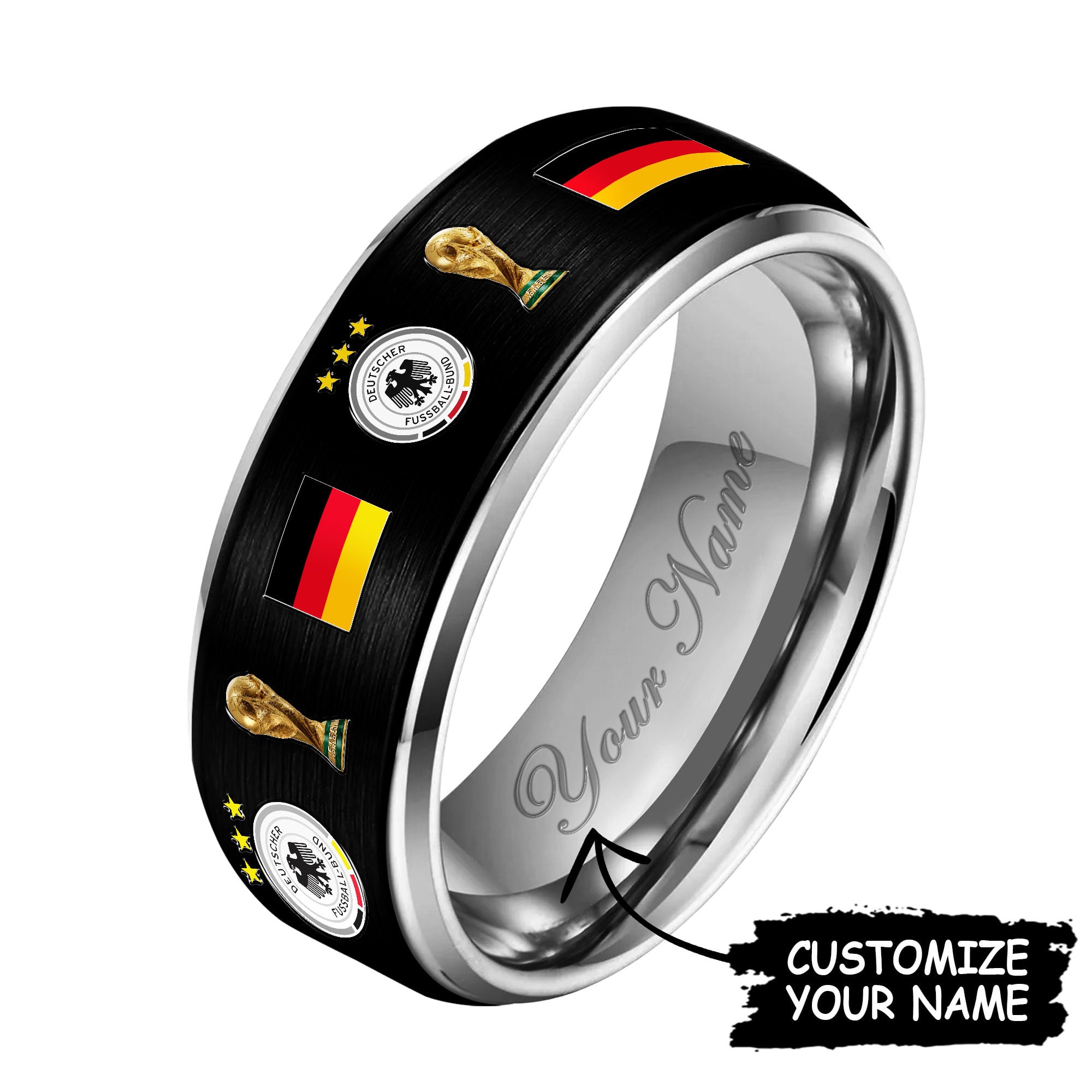Germany | Premium WC26 National Football Team Silver Tungsten Ring - Image 2