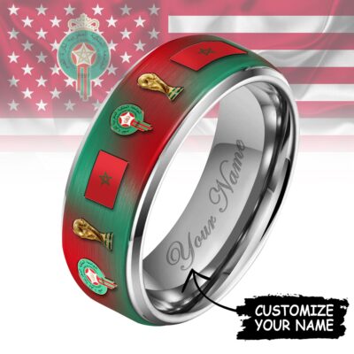 Morocco | Premium WC26 National Football Team Silver Tungsten Ring
