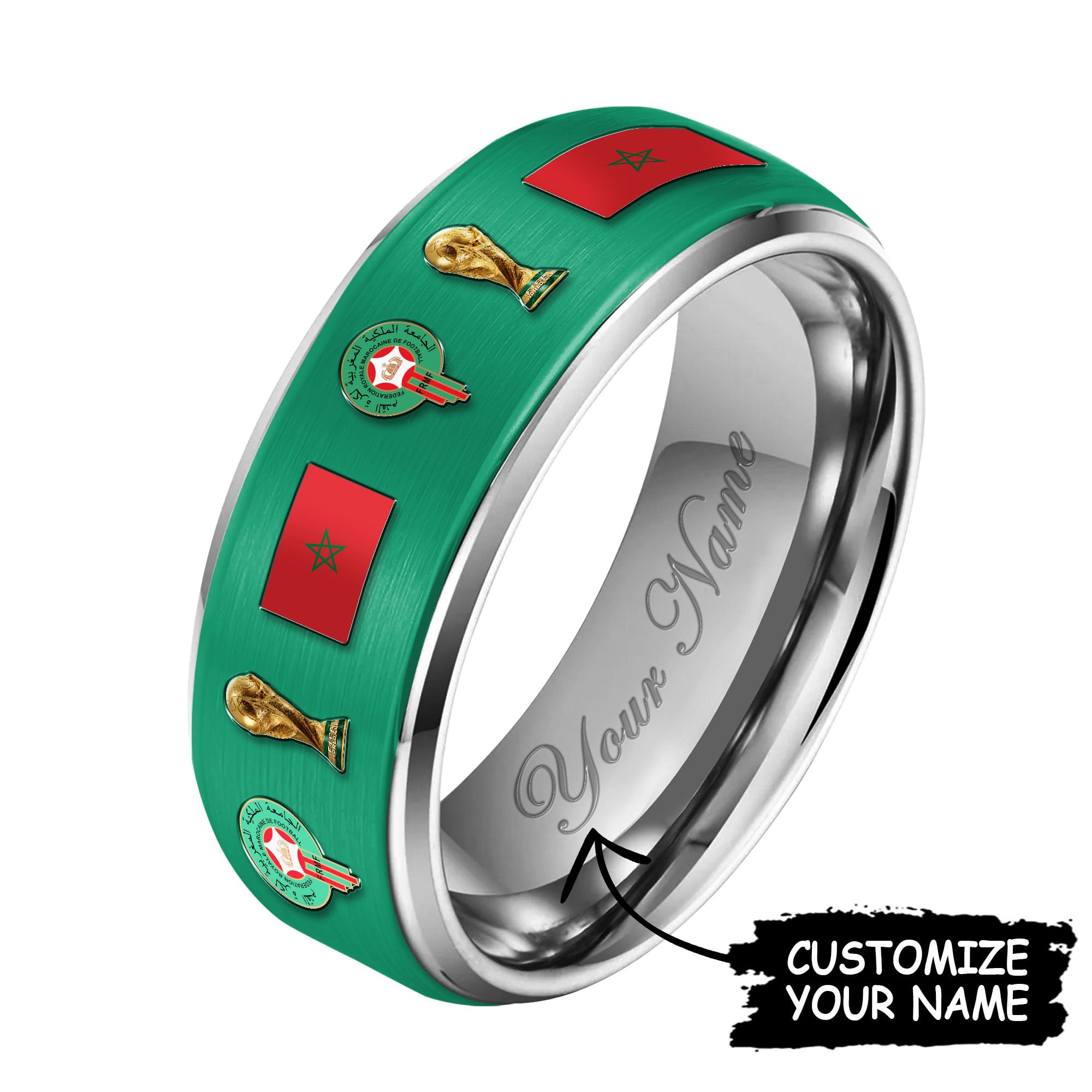 Morocco | Premium WC26 National Football Team Silver Tungsten Ring - Image 4