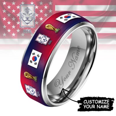 Korea Republic | Premium WC26 National Football Team Silver Tungsten Ring - Style 1, 5