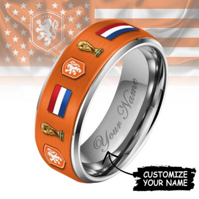 Netherlands | Premium WC26 National Football Team Silver Tungsten Ring