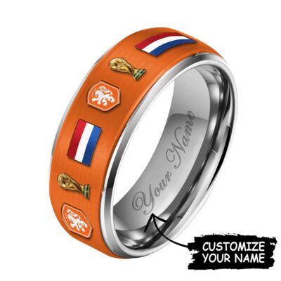 Netherlands | Premium WC26 National Football Team Silver Tungsten Ring - Style 1, 10
