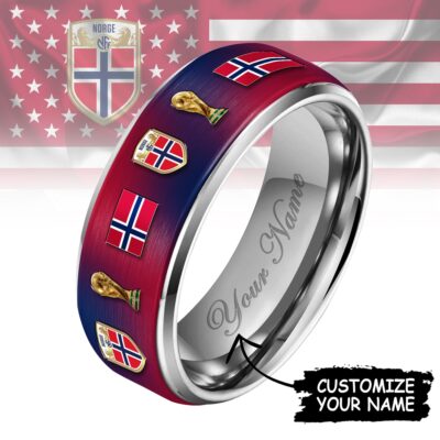 Norway | Premium WC26 National Football Team Silver Tungsten Ring
