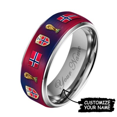 Norway | Premium WC26 National Football Team Silver Tungsten Ring - Style 1, 7