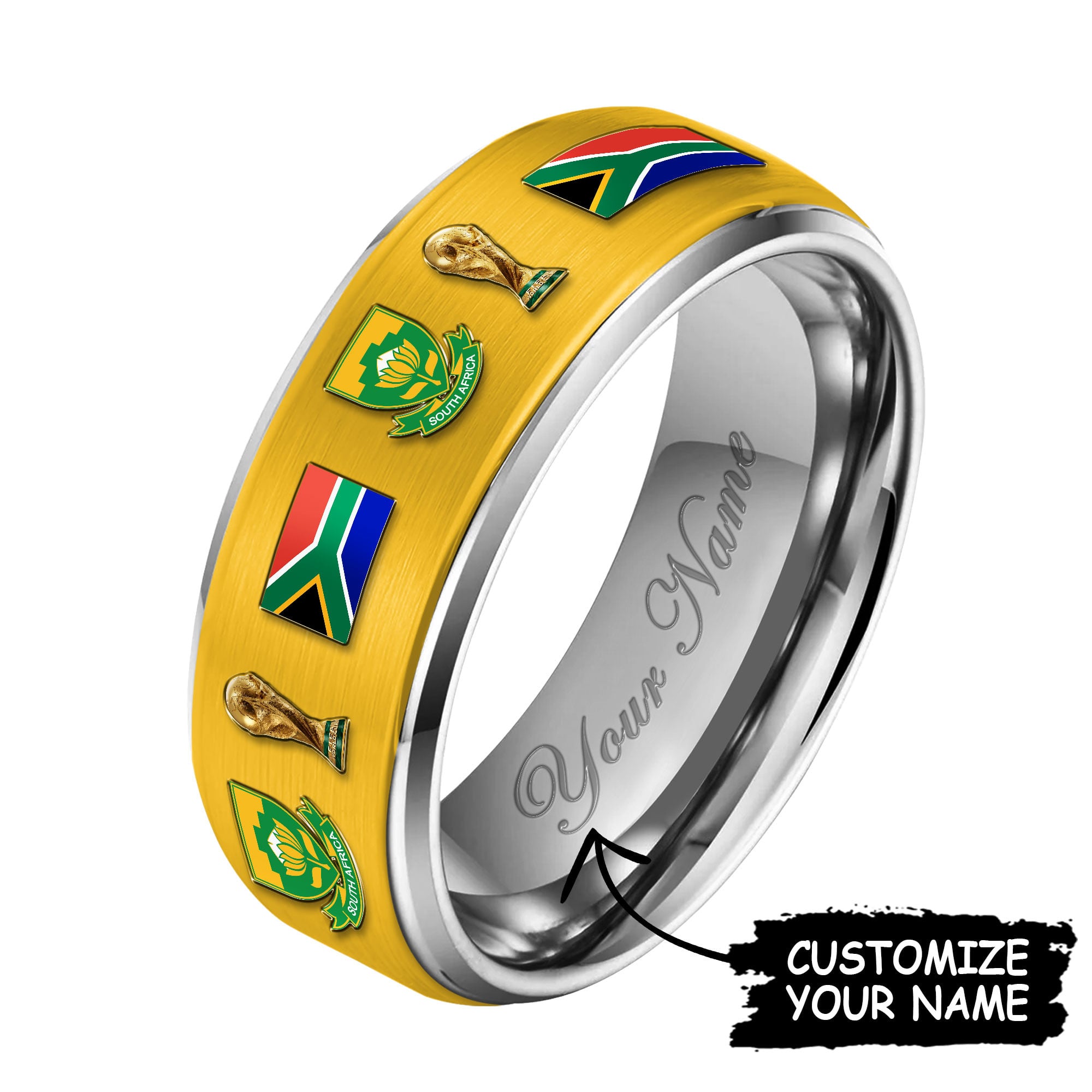 South Africa | Premium WC26 National Football Team Silver Tungsten Ring - Image 2