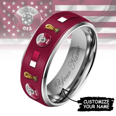Qatar | Premium WC26 National Football Team Silver Tungsten Ring