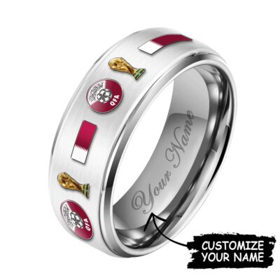 Qatar | Premium WC26 National Football Team Silver Tungsten Ring - Style 2, 11