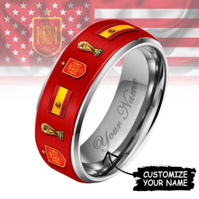 Spain | Premium WC26 National Football Team Silver Tungsten Ring