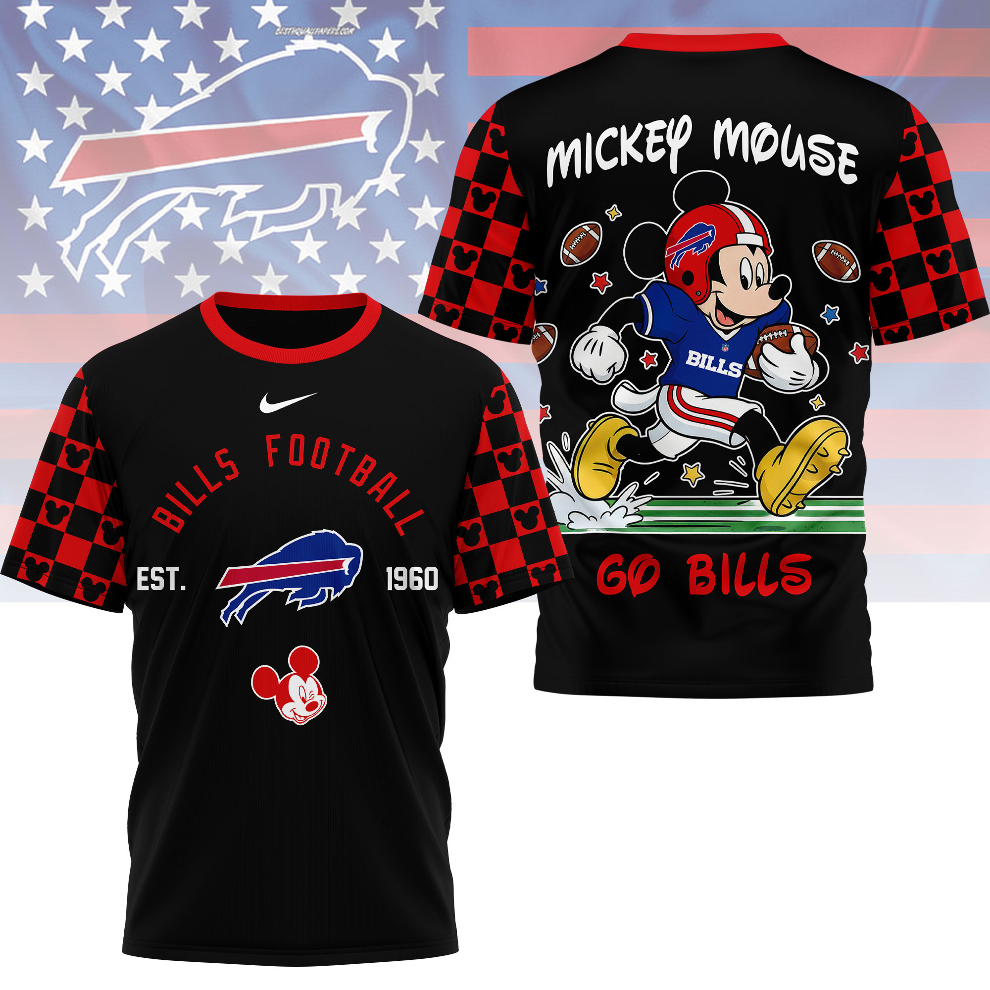 Buffalo Bills | Premium NFL Mickey Football 3D Shirt - Image 2