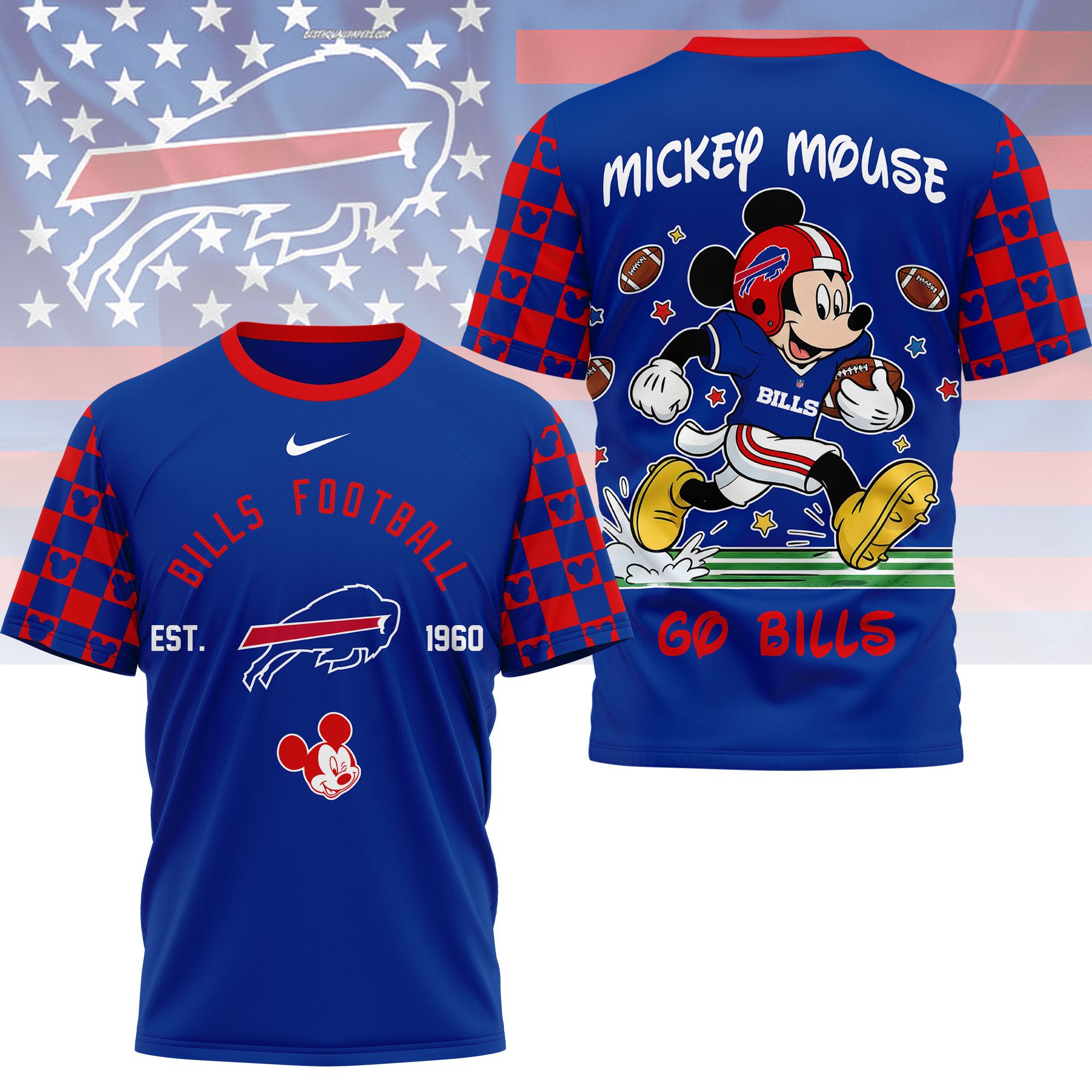 Buffalo Bills | Premium NFL Mickey Football 3D Shirt - Image 3