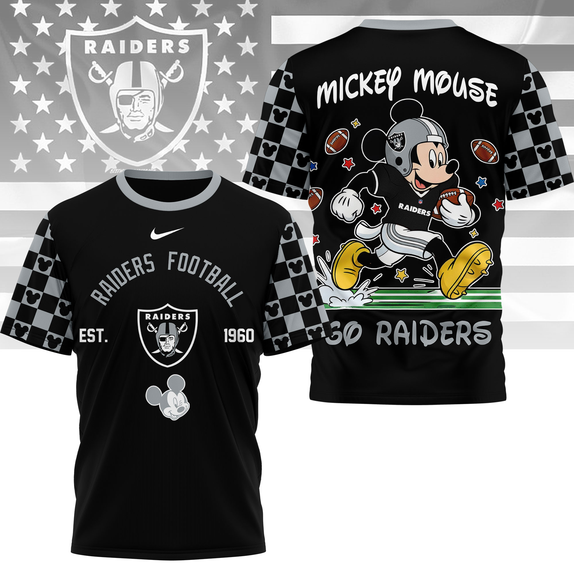 Las Vegas Raiders | Premium NFL Mickey Football 3D Shirt - Image 2