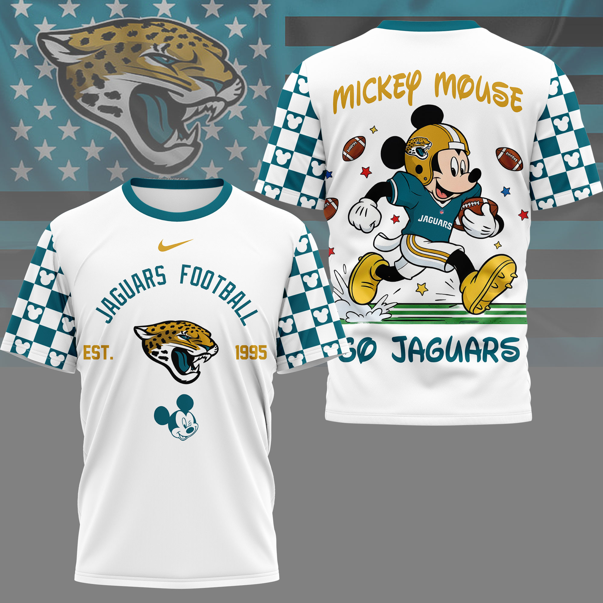 Jacksonville Jaguars | Premium NFL Mickey Football 3D Shirt