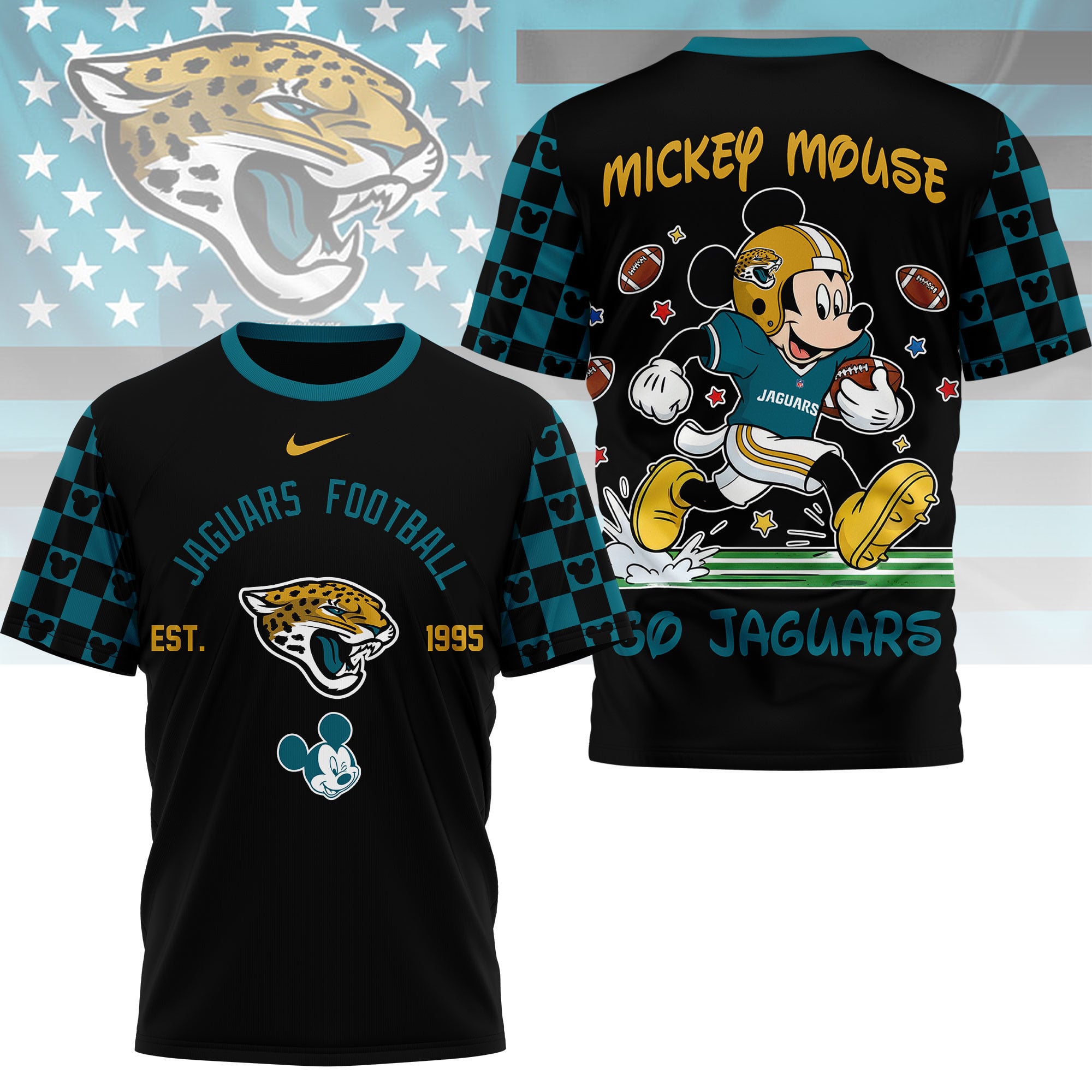 Jacksonville Jaguars | Premium NFL Mickey Football 3D Shirt - Image 2