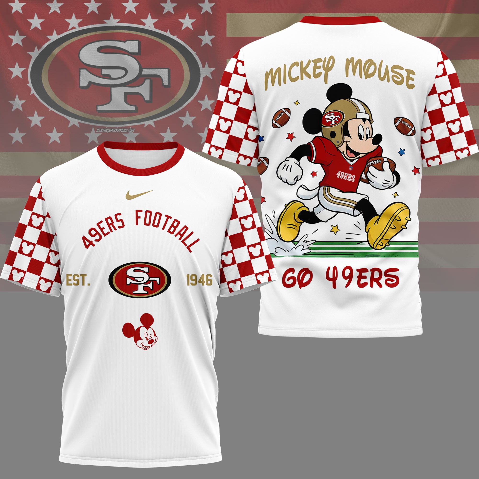 San Francisco 49ers | Premium NFL Mickey Football 3D Shirt