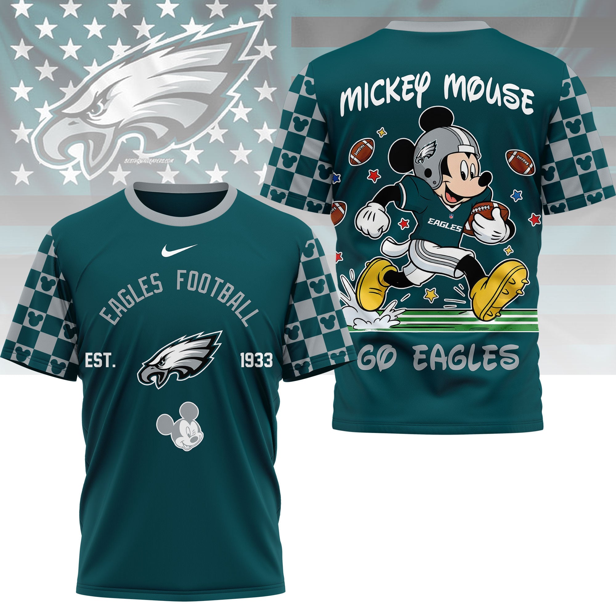Philadelphia Eagles | Premium NFL Mickey Football 3D Shirt - Image 3