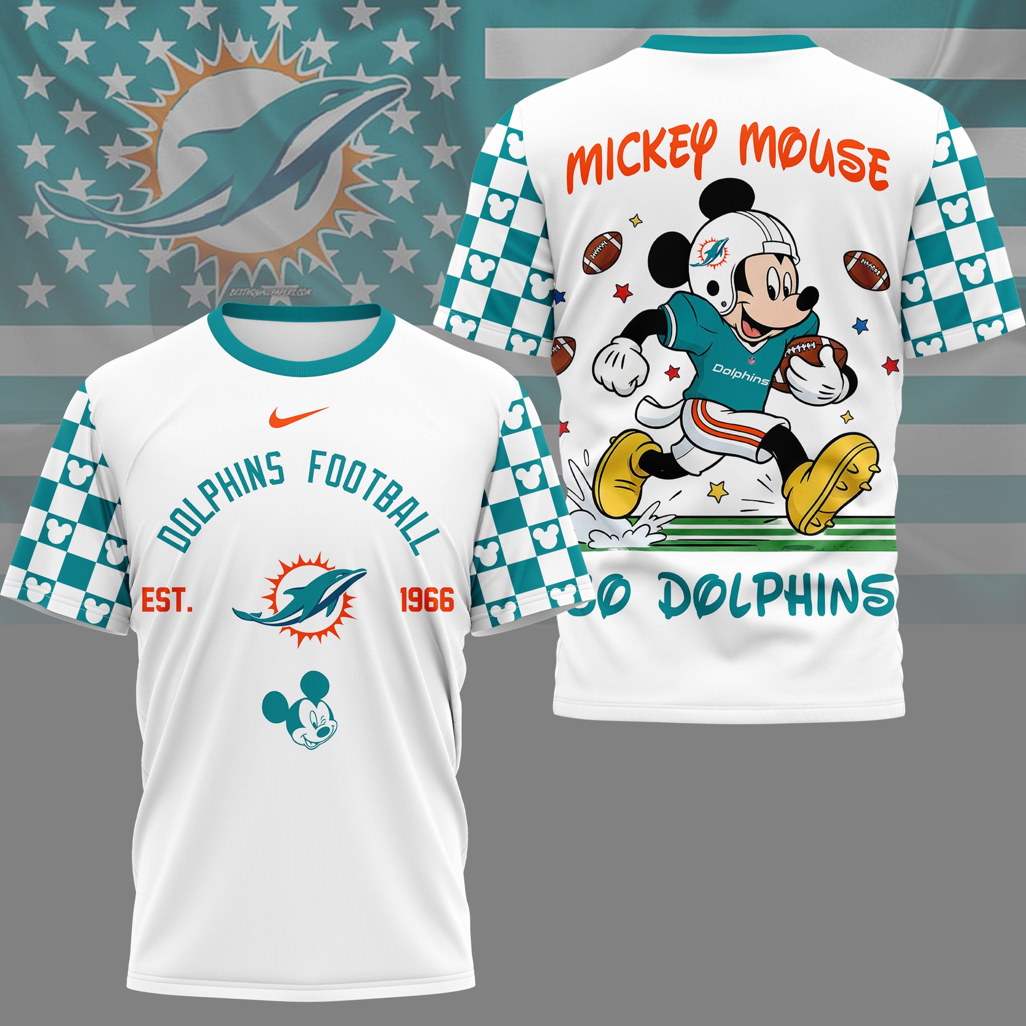 Miami Dolphins | Premium NFL Mickey Football 3D Shirt