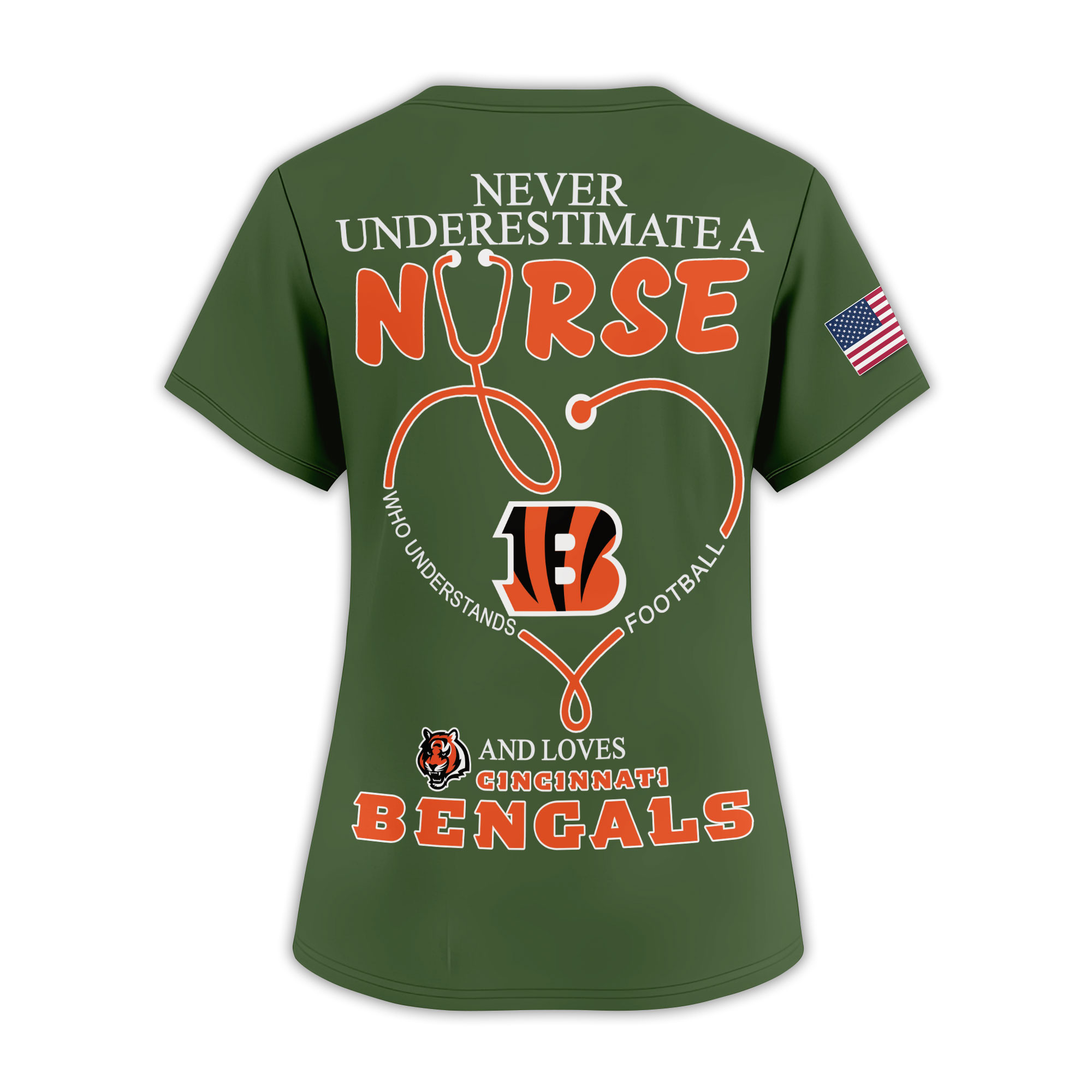 Cincinnati Bengals | Premium NFL Army Nurse 3D Shirt - Image 3
