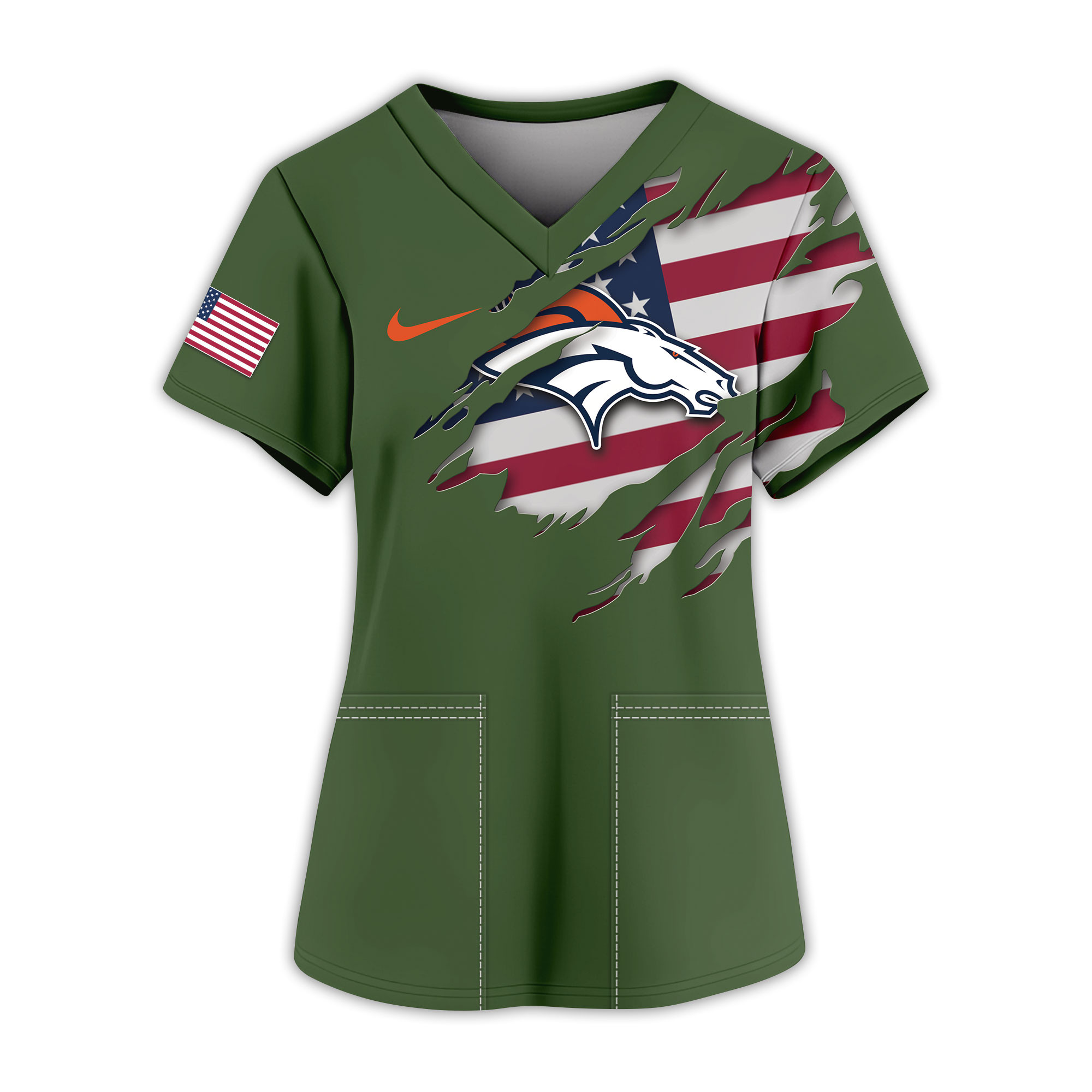 Denver Broncos | Premium NFL Army Nurse 3D Shirt - Image 2