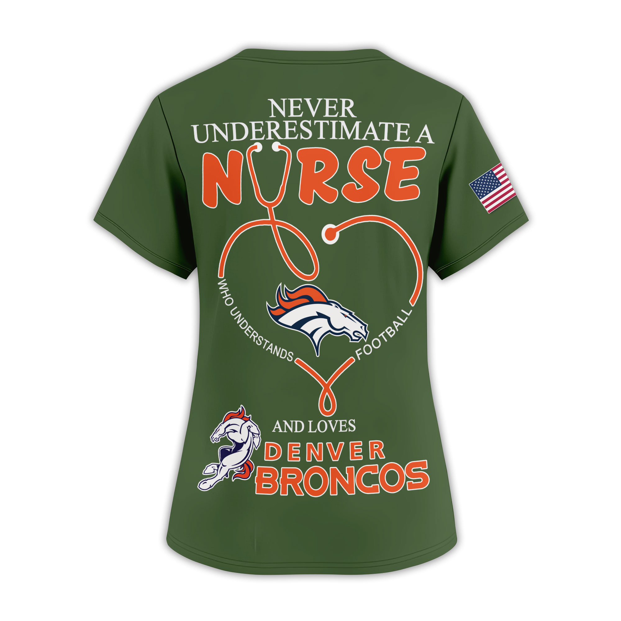 Denver Broncos | Premium NFL Army Nurse 3D Shirt - Image 3