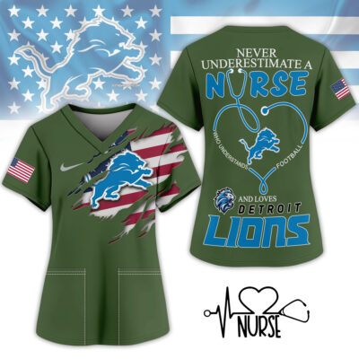 Detroit Lions | Premium NFL Army Nurse 3D Shirt - 4XL
