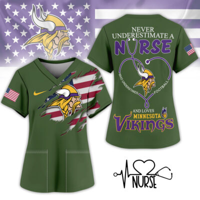 Minnesota Vikings | Premium NFL Army Nurse 3D Shirt