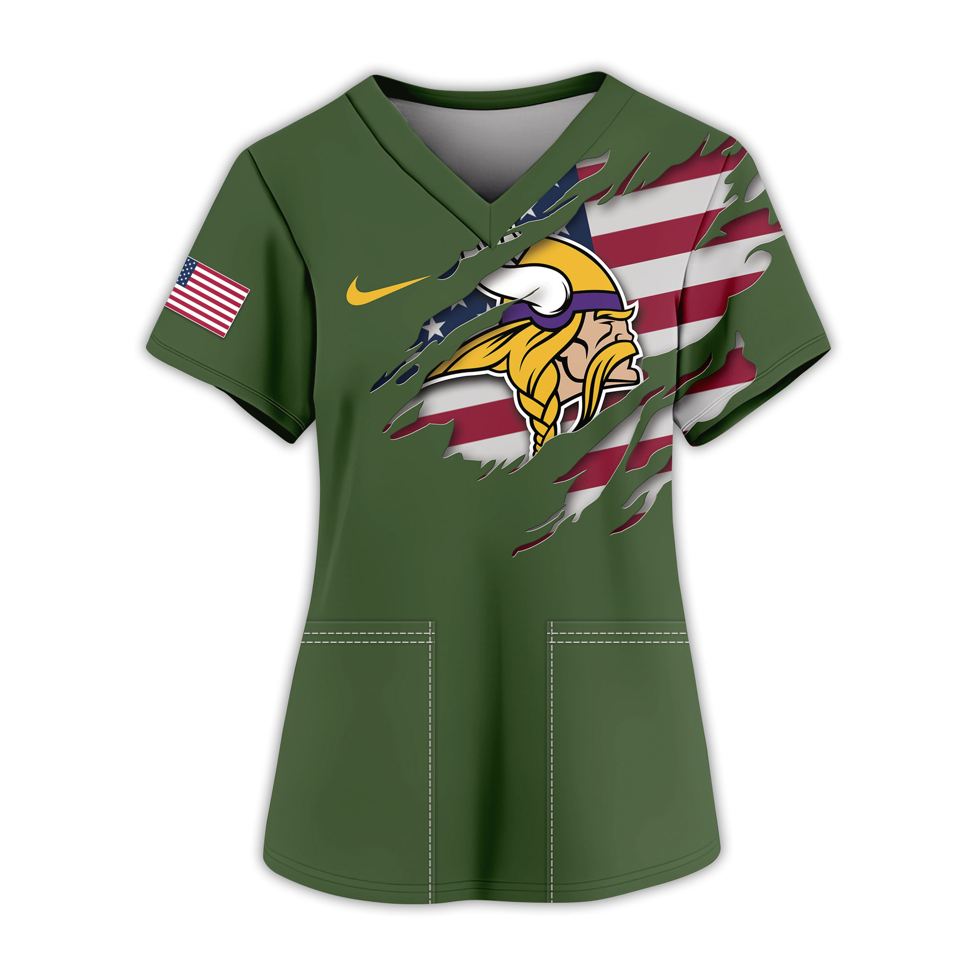 Minnesota Vikings | Premium NFL Army Nurse 3D Shirt - Image 2