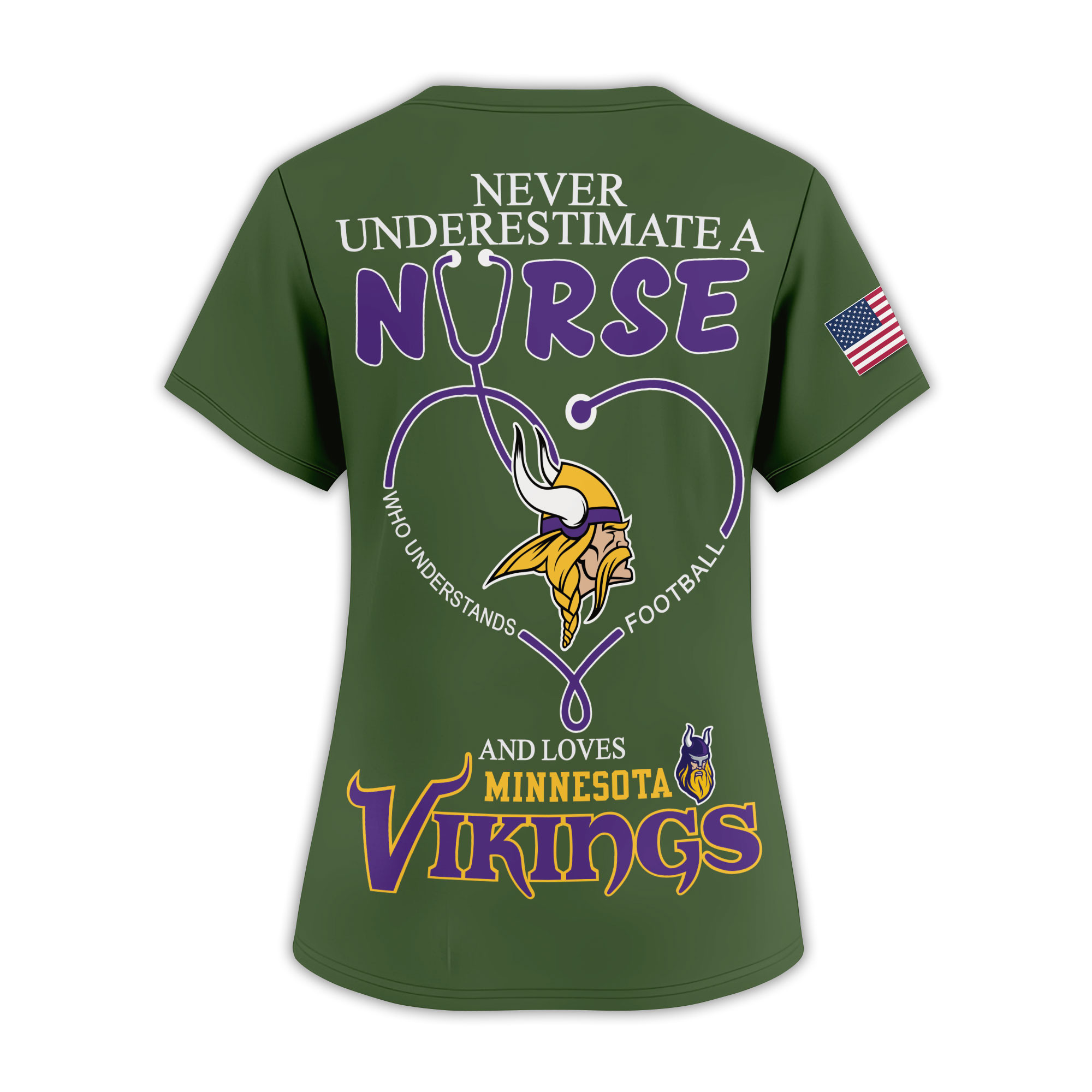 Minnesota Vikings | Premium NFL Army Nurse 3D Shirt - Image 3