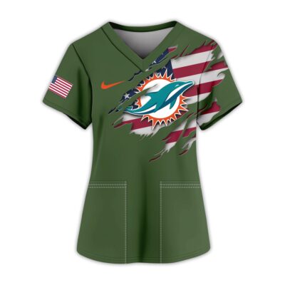 Alternative view of Miami Dolphins | Premium NFL Army Nurse 3D Shirt