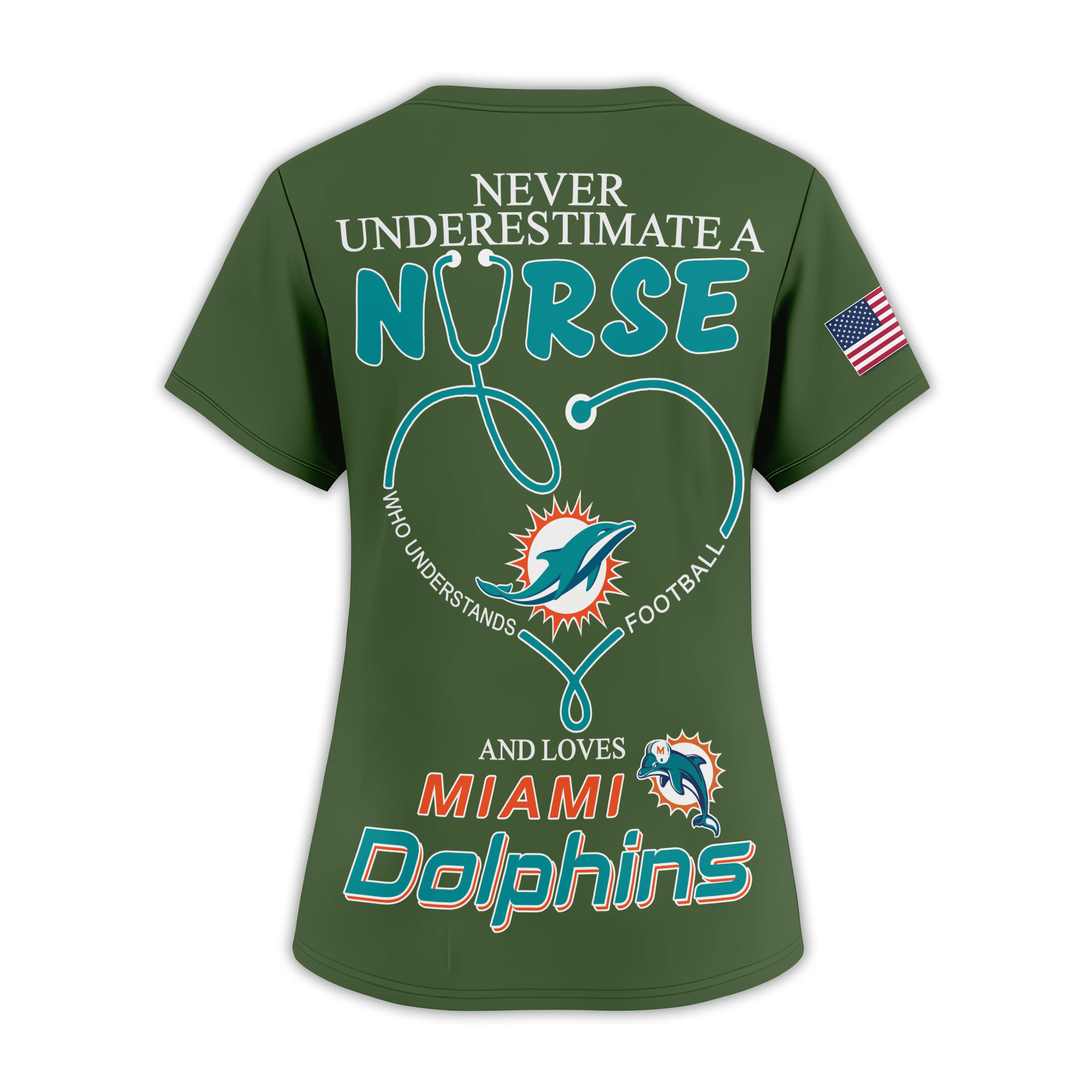 Miami Dolphins | Premium NFL Army Nurse 3D Shirt - Image 3