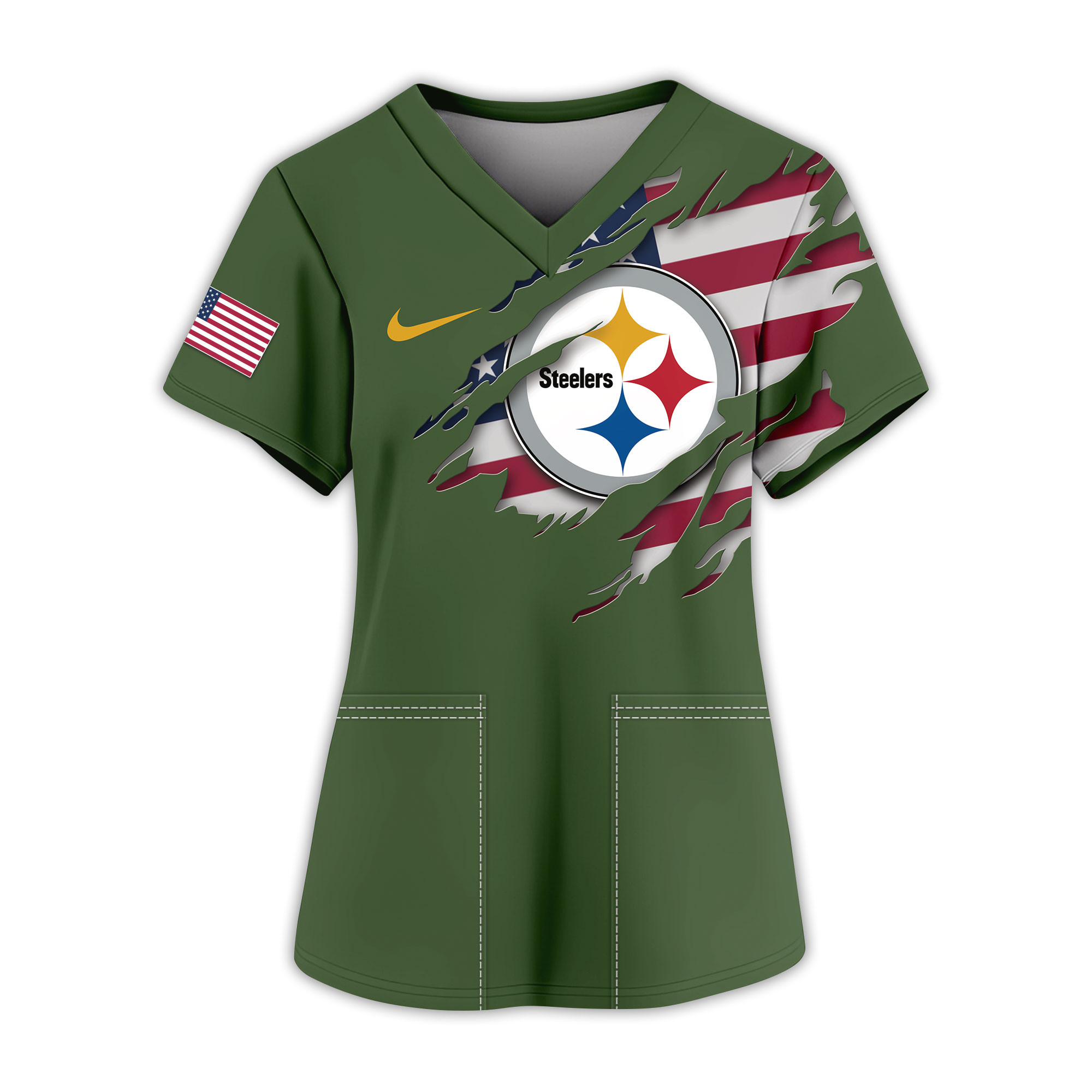 Pittsburgh Steelers | Premium NFL Army Nurse 3D Shirt - Image 2