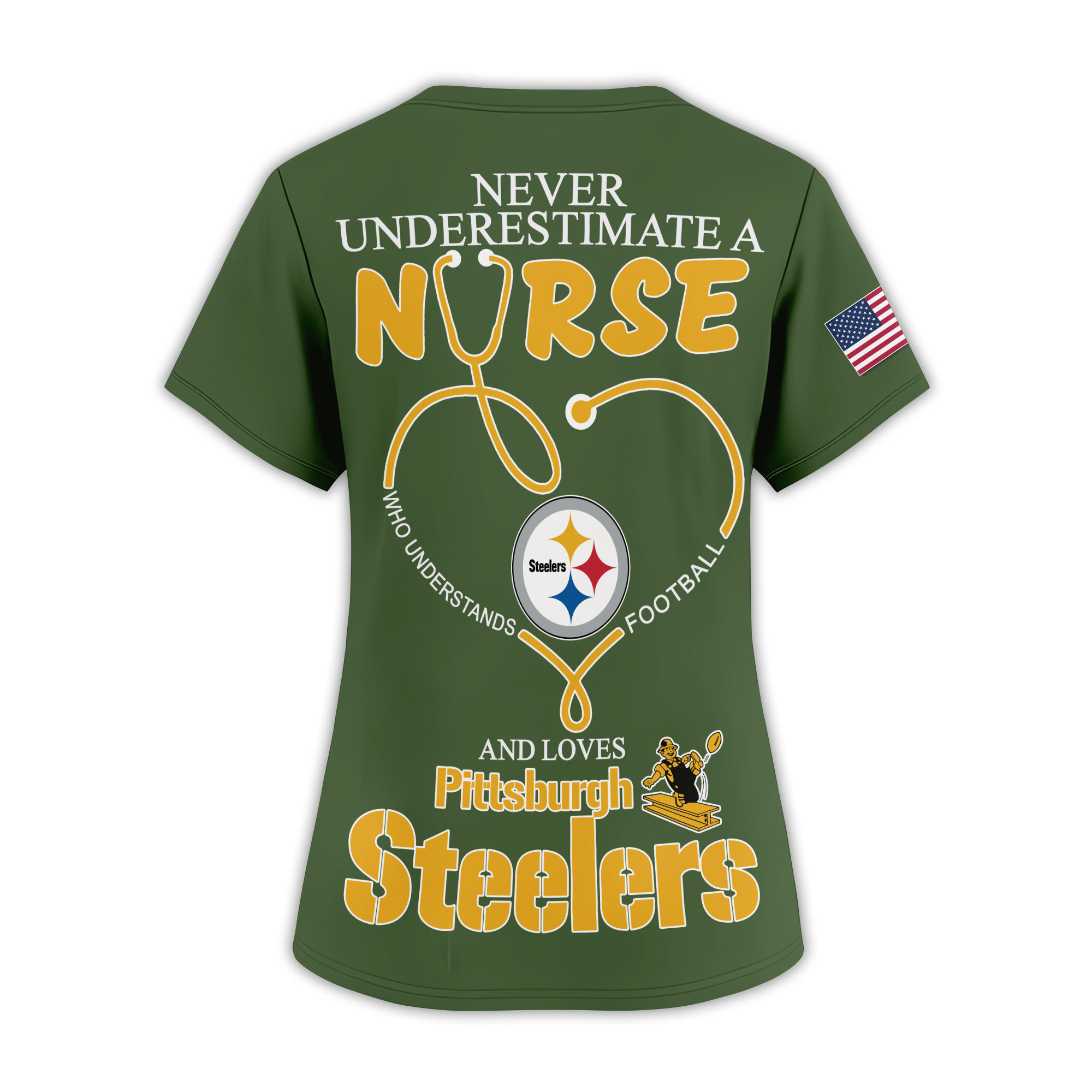 Pittsburgh Steelers | Premium NFL Army Nurse 3D Shirt - Image 3