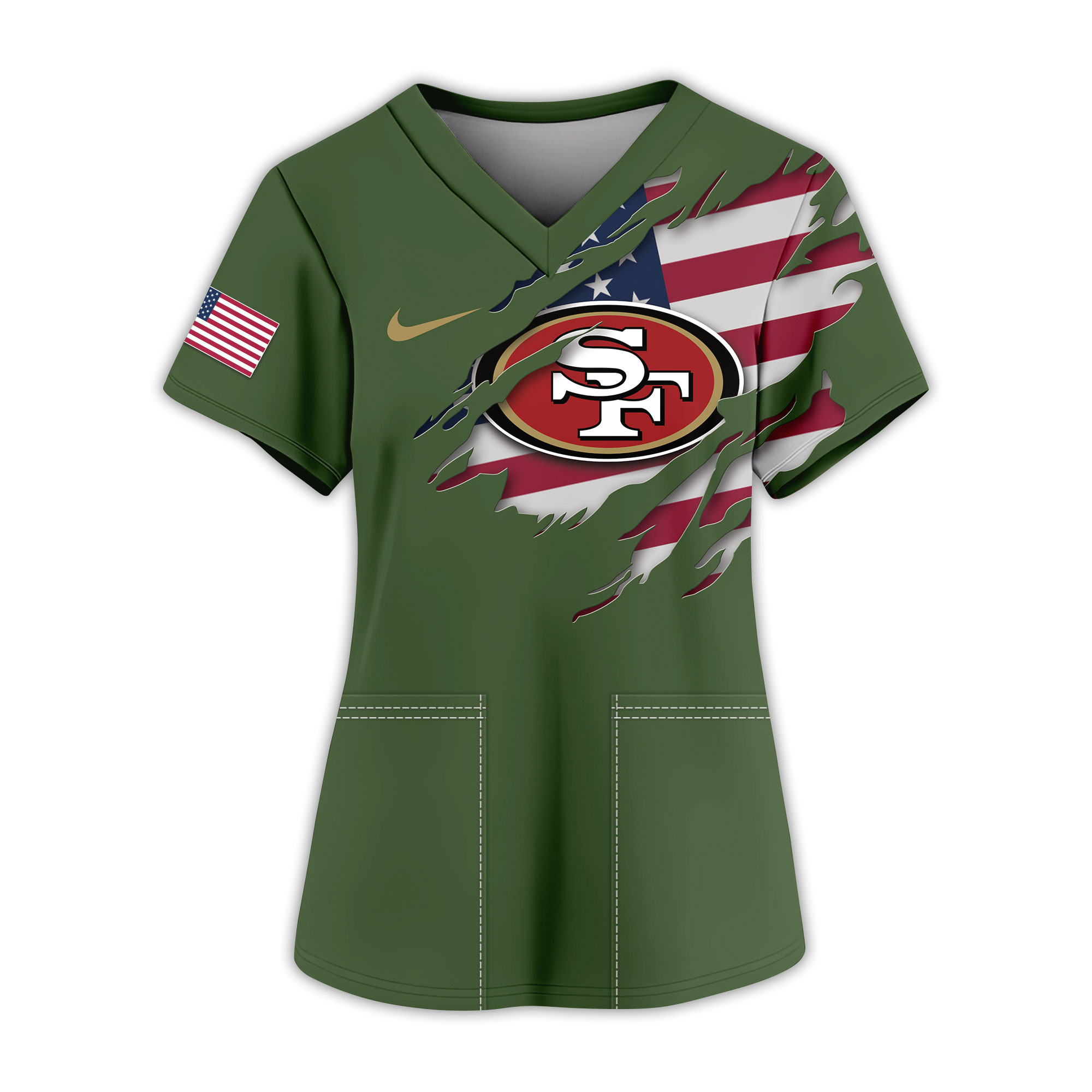 San Francisco 49ers | Premium NFL Army Nurse 3D Shirt - Image 2