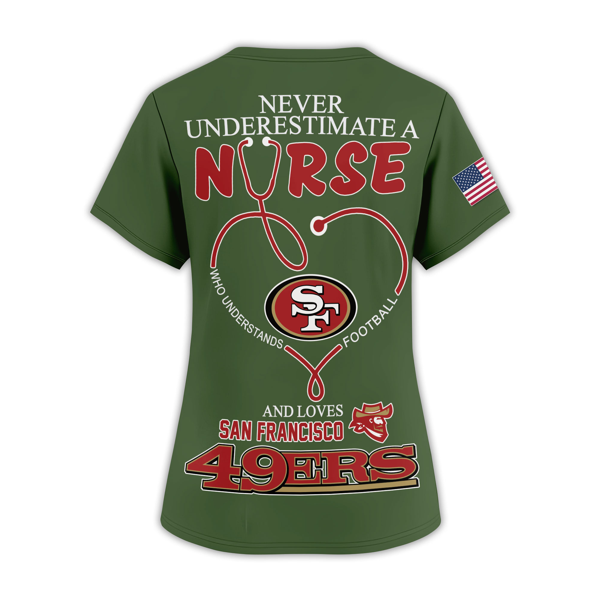San Francisco 49ers | Premium NFL Army Nurse 3D Shirt - Image 3
