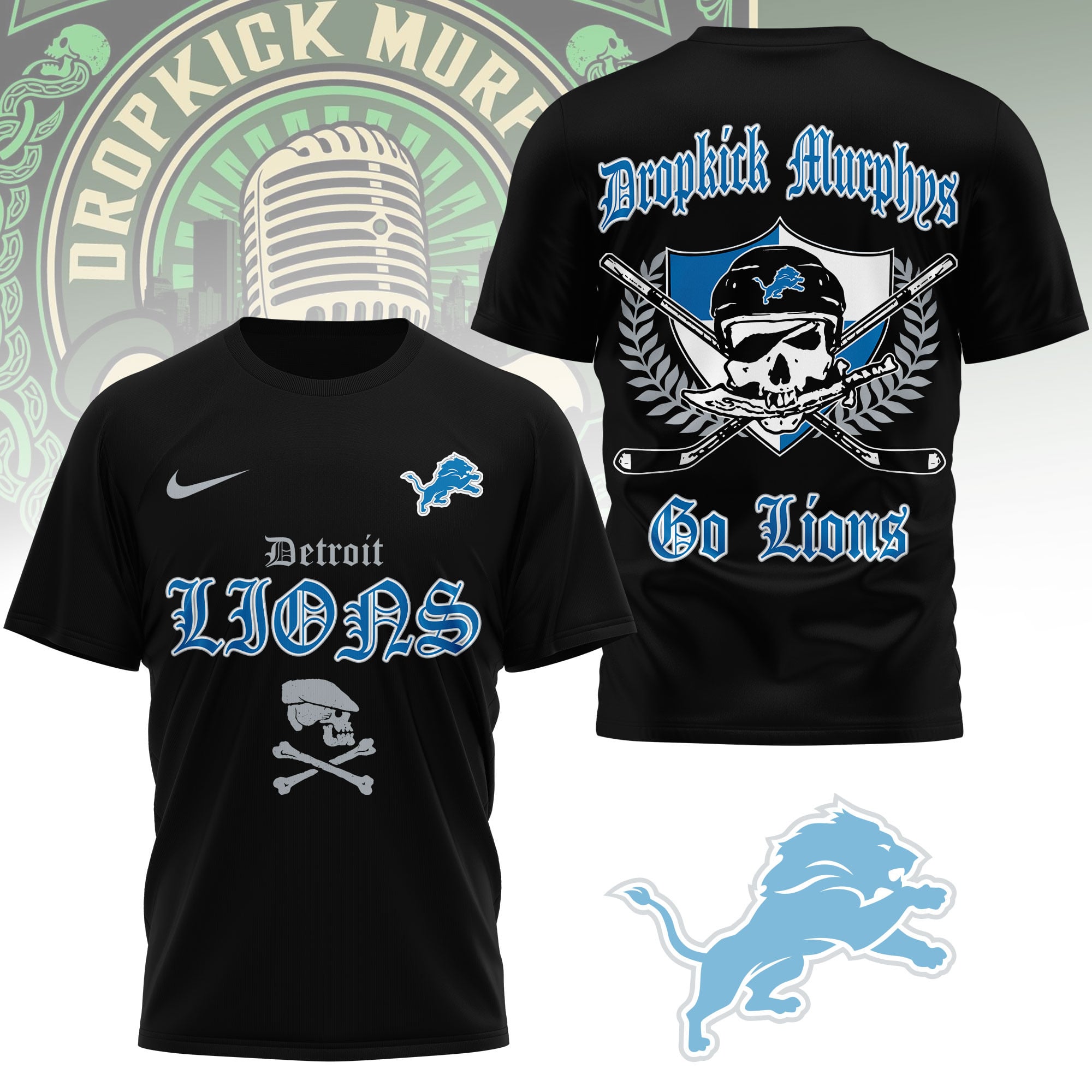 Detroit Lions | Premium NFL Dropkick Murphys Fan 3D Shirt - Image 2
