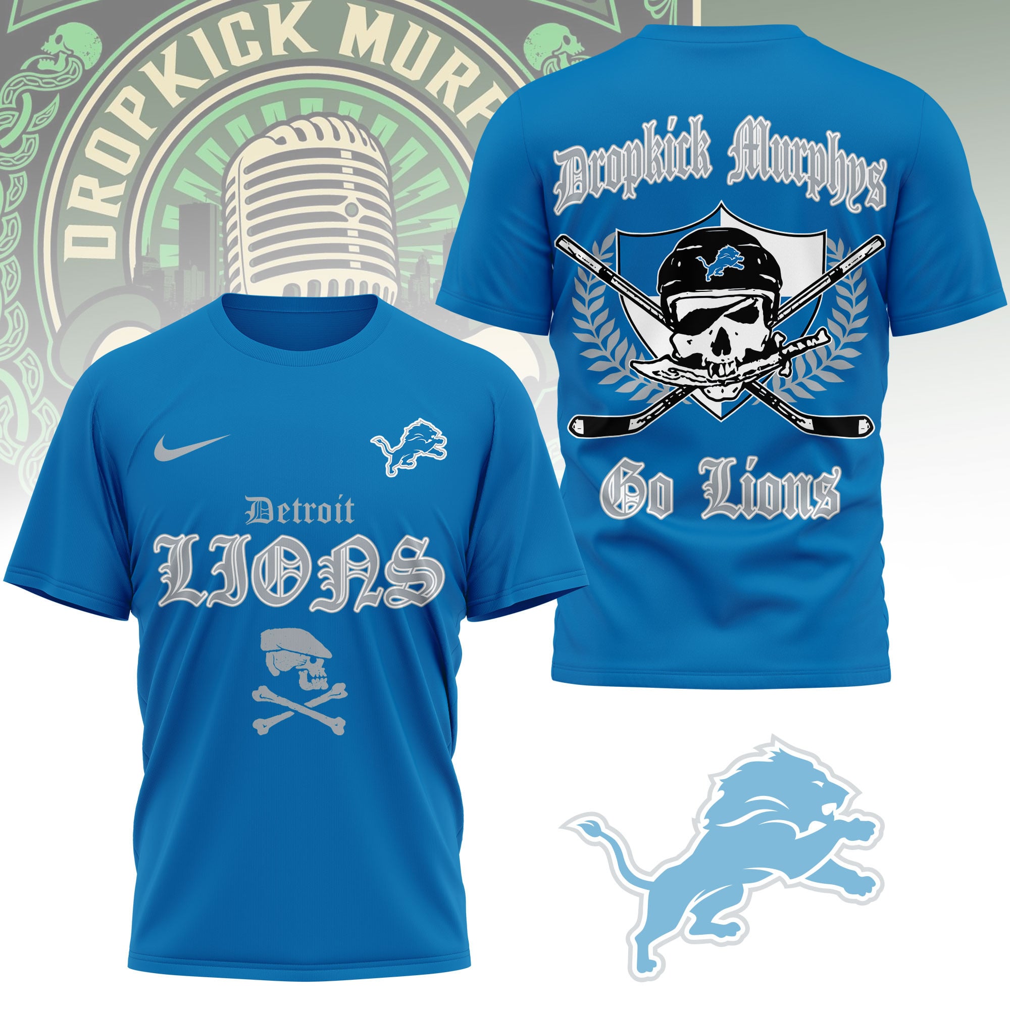 Detroit Lions | Premium NFL Dropkick Murphys Fan 3D Shirt - Image 3