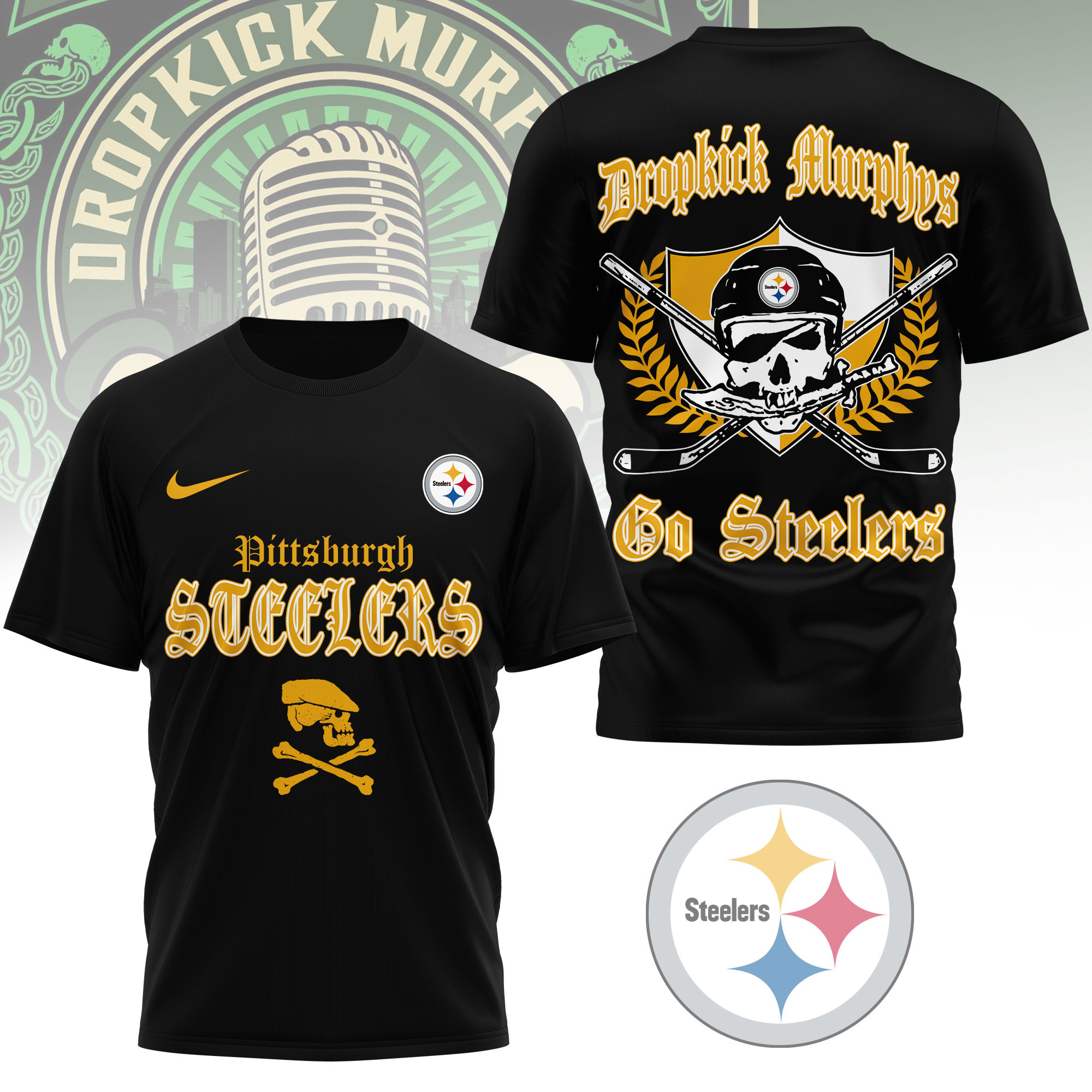 Pittsburgh Steelers | Premium NFL Dropkick Murphys Fan 3D Shirt - Image 2
