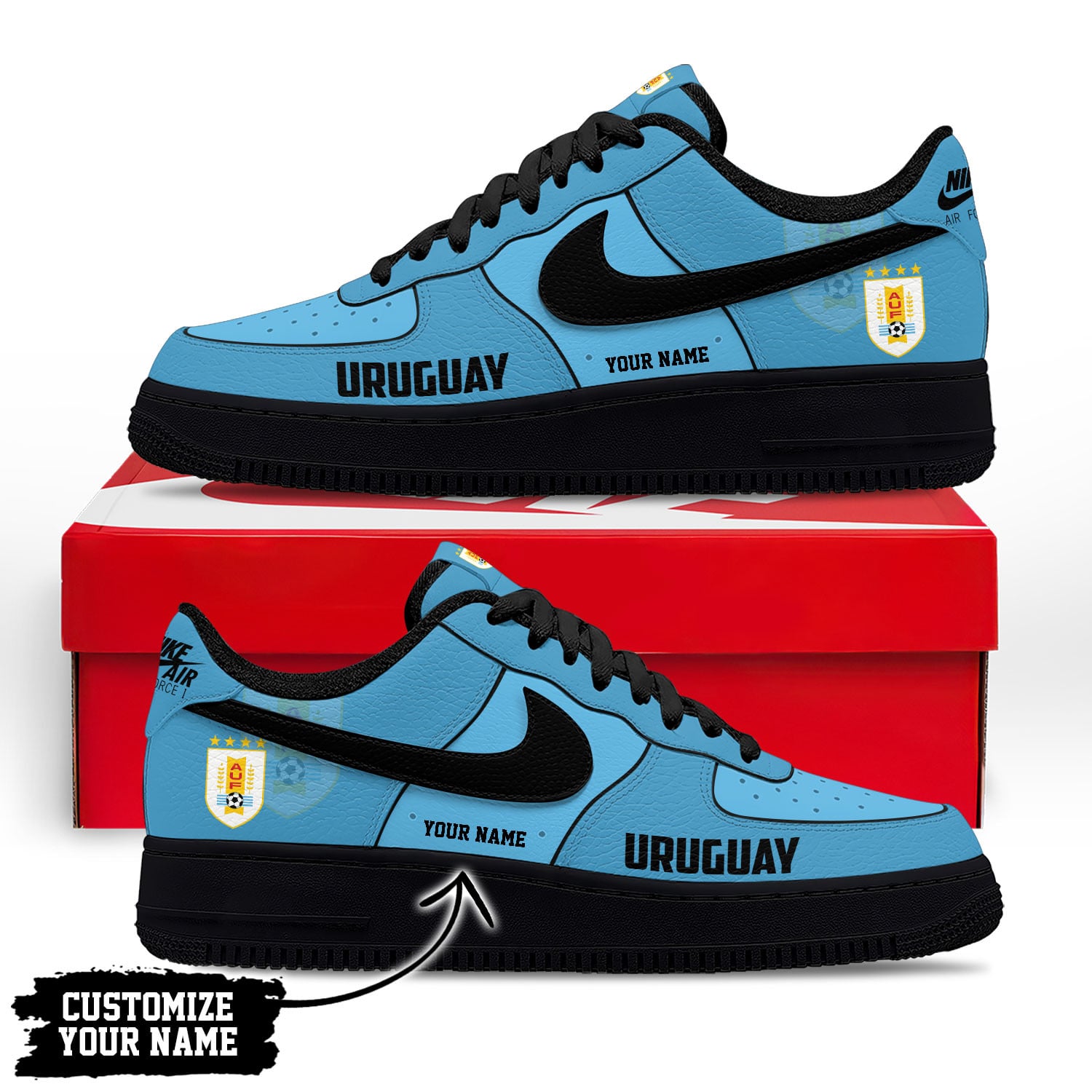 Uruguay | Premium WC26 Soccer Fan AF1 Shoes