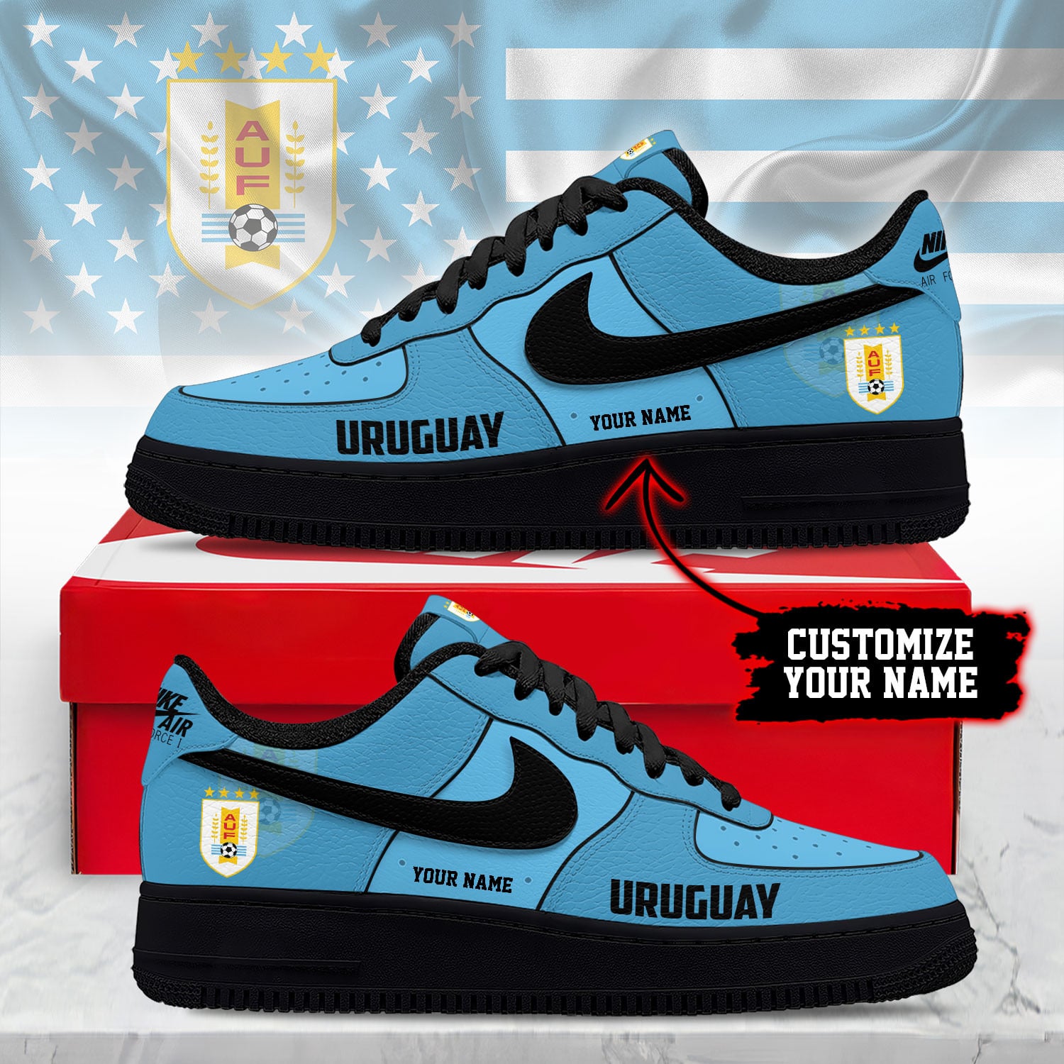 Uruguay | Premium WC26 Soccer Fan AF1 Shoes - Image 2