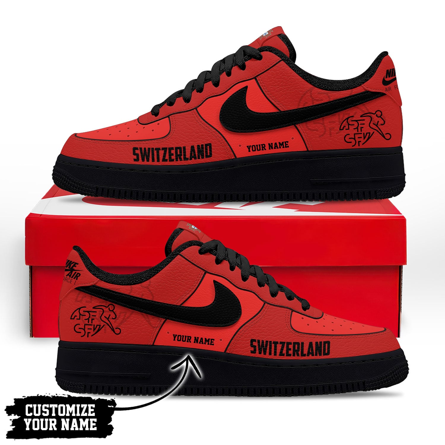 Switzerland | Premium WC26 Soccer Fan AF1 Shoes