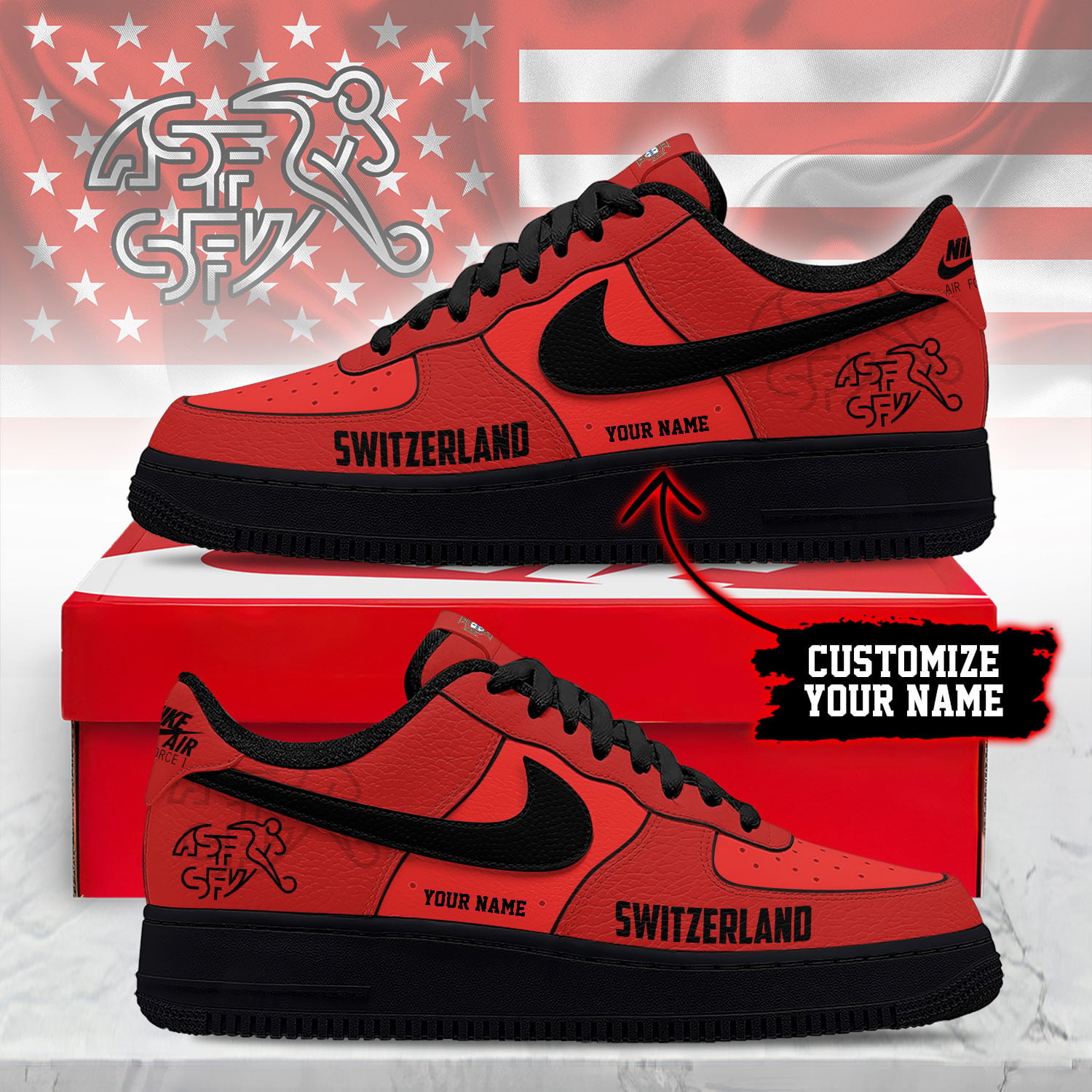 Switzerland | Premium WC26 Soccer Fan AF1 Shoes - Image 2