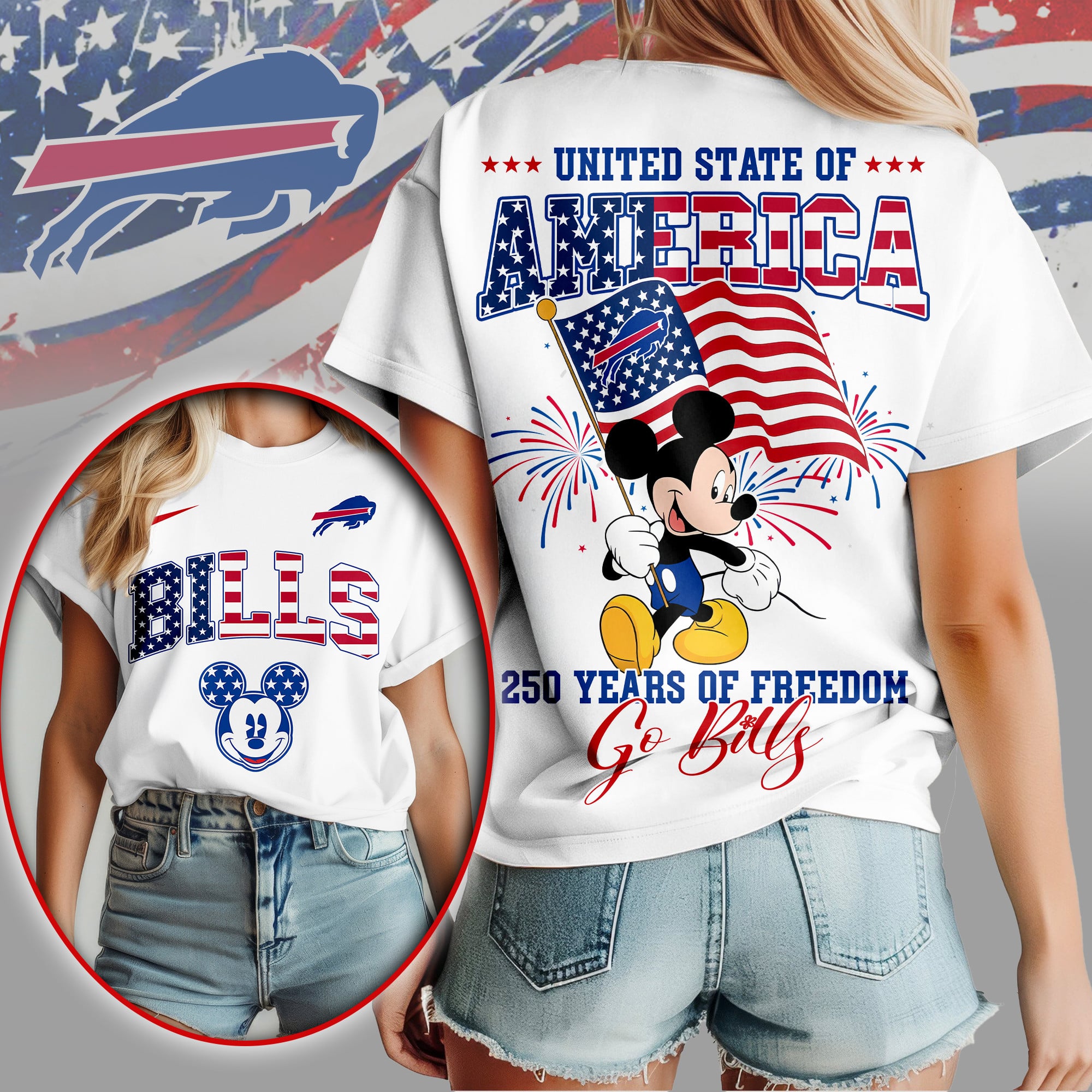 Buffalo Bills | Premium NFL Freedom 250 3D Shirt