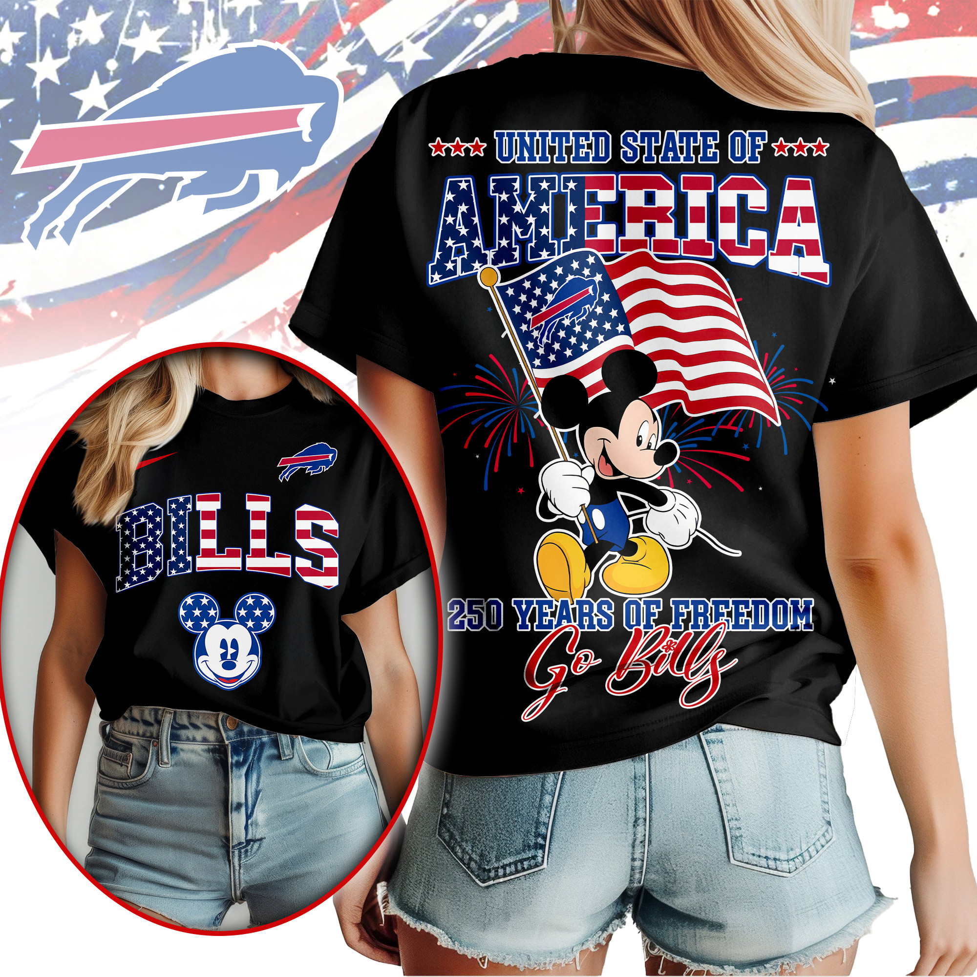 Buffalo Bills | Premium NFL Freedom 250 3D Shirt - Image 2