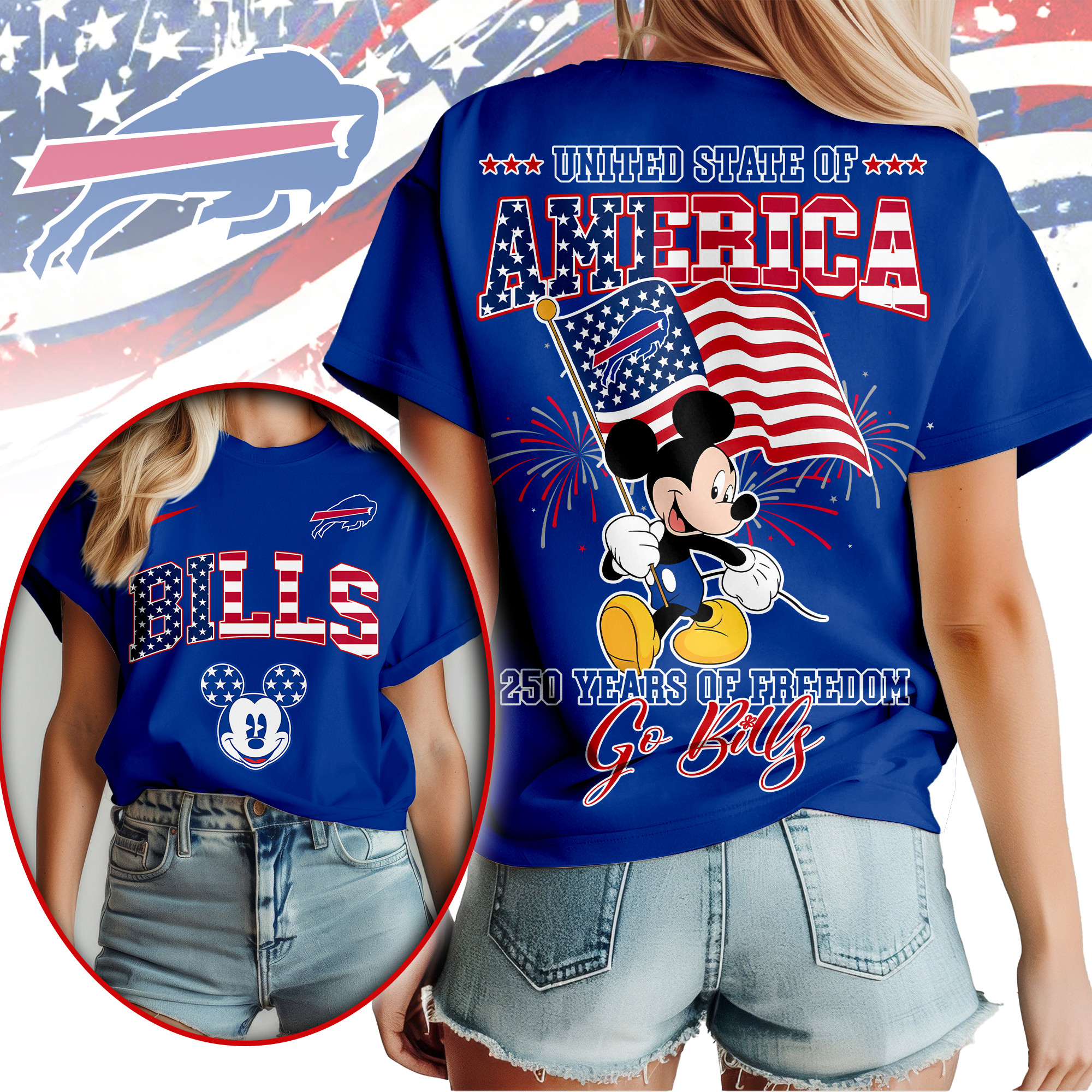 Buffalo Bills | Premium NFL Freedom 250 3D Shirt - Image 3