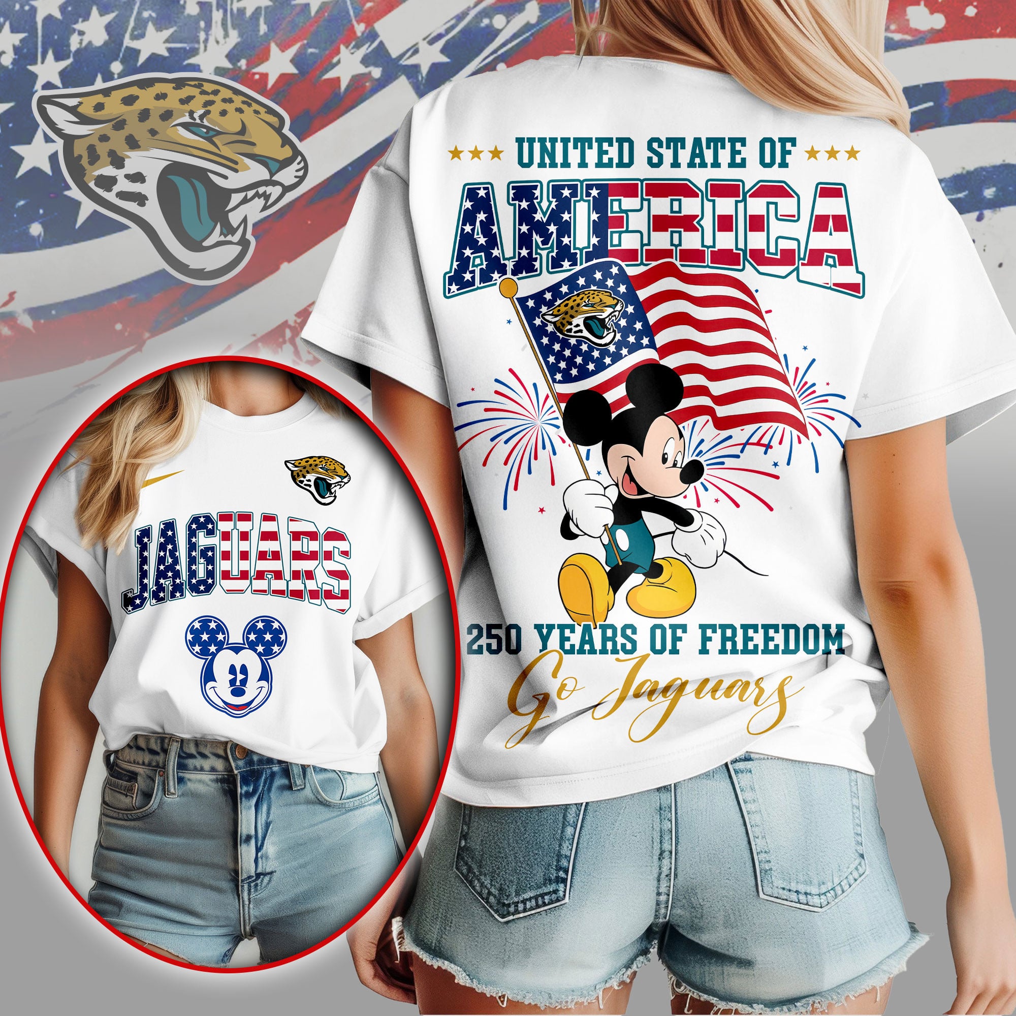 Jacksonville Jaguars | Premium NFL Freedom 250 3D Shirt