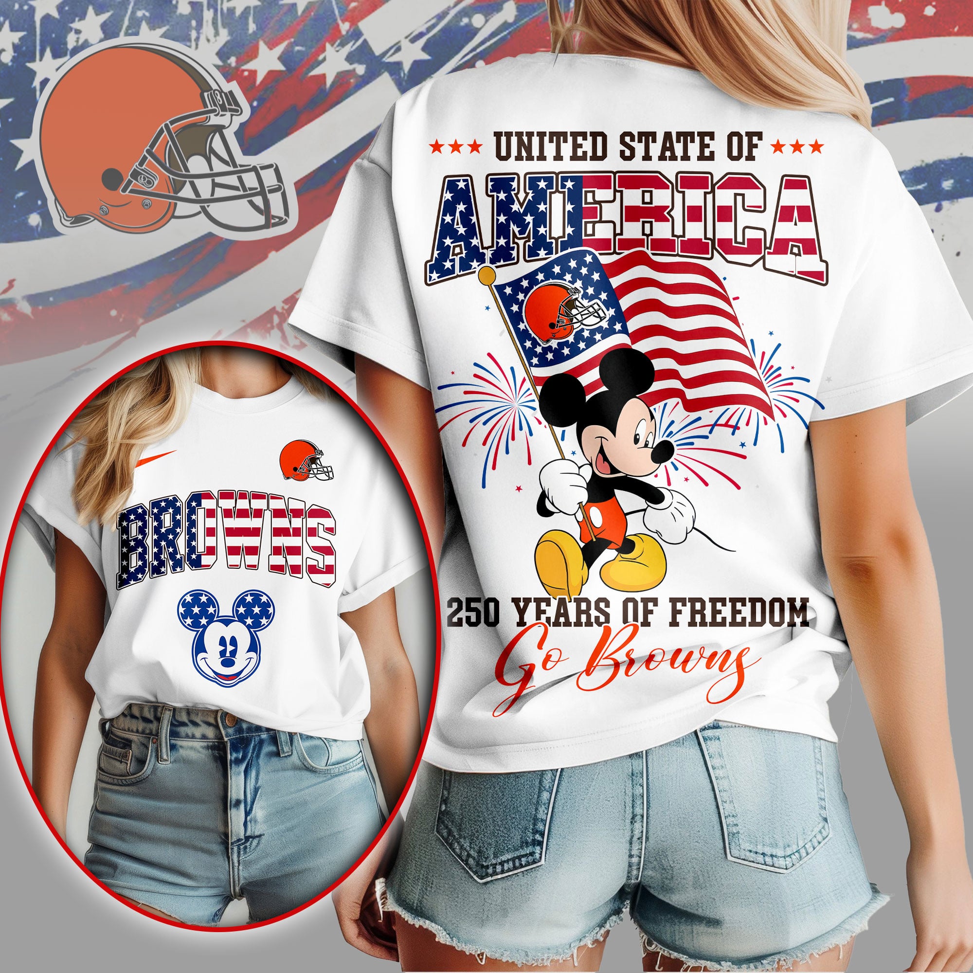 Cleveland Browns | Premium NFL Freedom 250 3D Shirt
