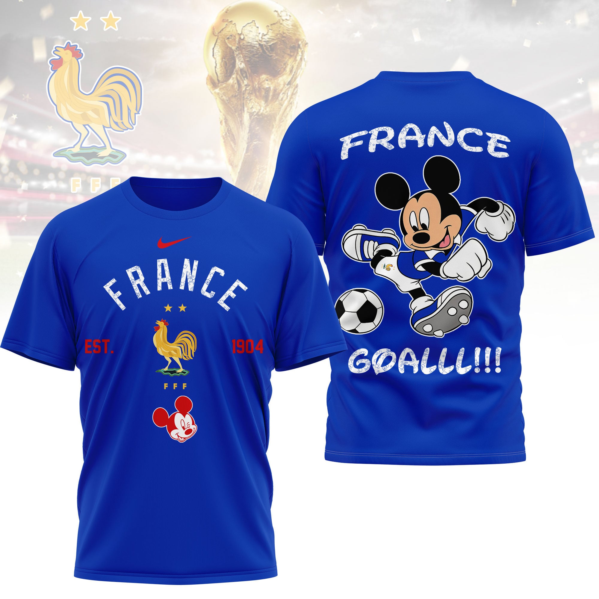 France | Premium WC26 Mickey Mouse Soccer Fan 3D Shirt - Image 4