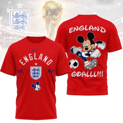 England | Premium WC26 Mickey Mouse Soccer Fan 3D Shirt