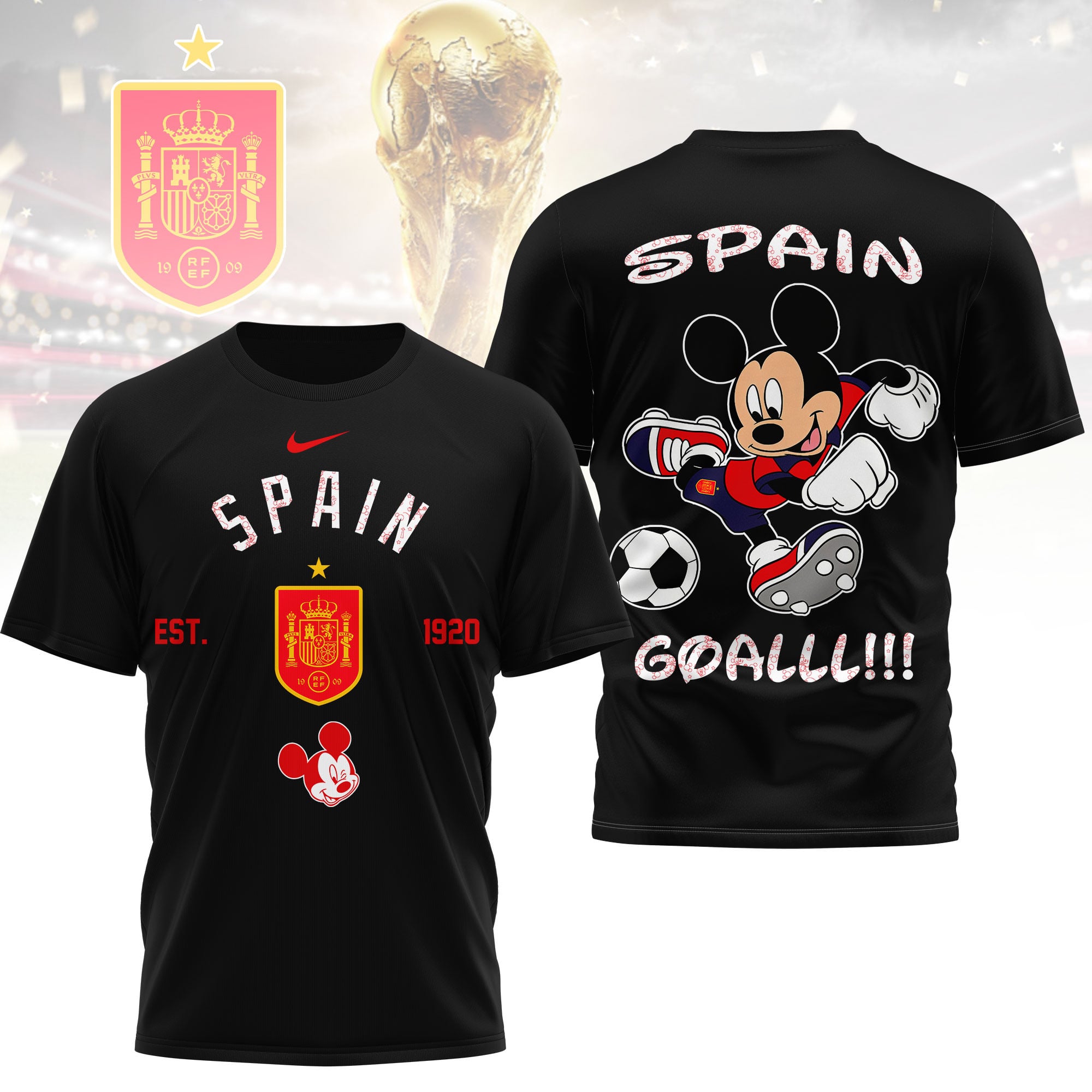 Spain | Premium WC26 Mickey Mouse Soccer Fan 3D Shirt - Image 2