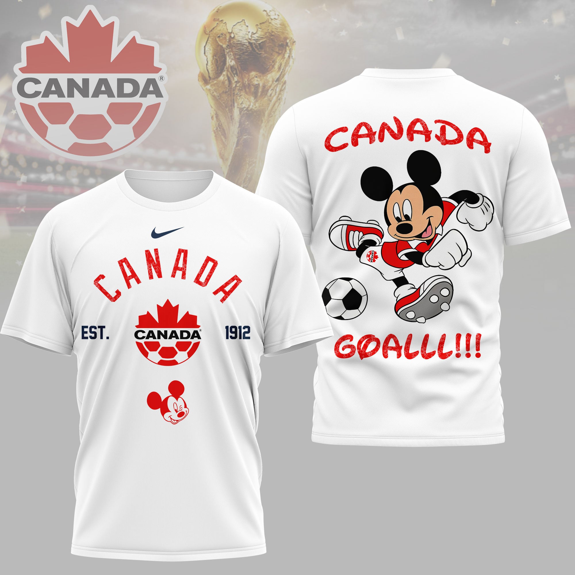 Canada | Premium WC26 Mickey Mouse Soccer Fan 3D Shirt