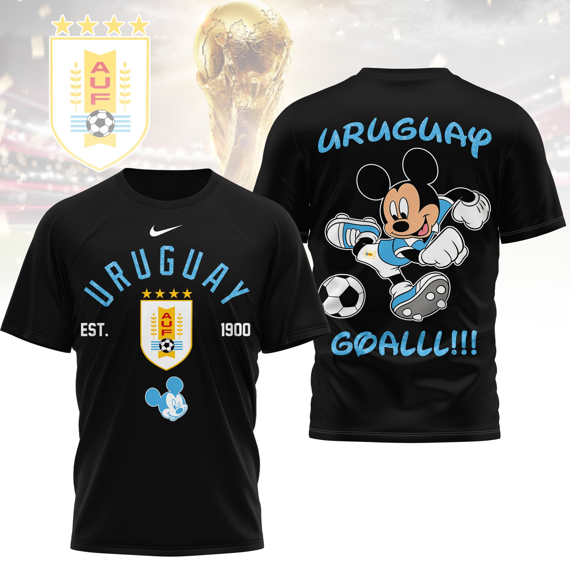 Uruguay | Premium WC26 Mickey Mouse Soccer Fan 3D Shirt - Image 2